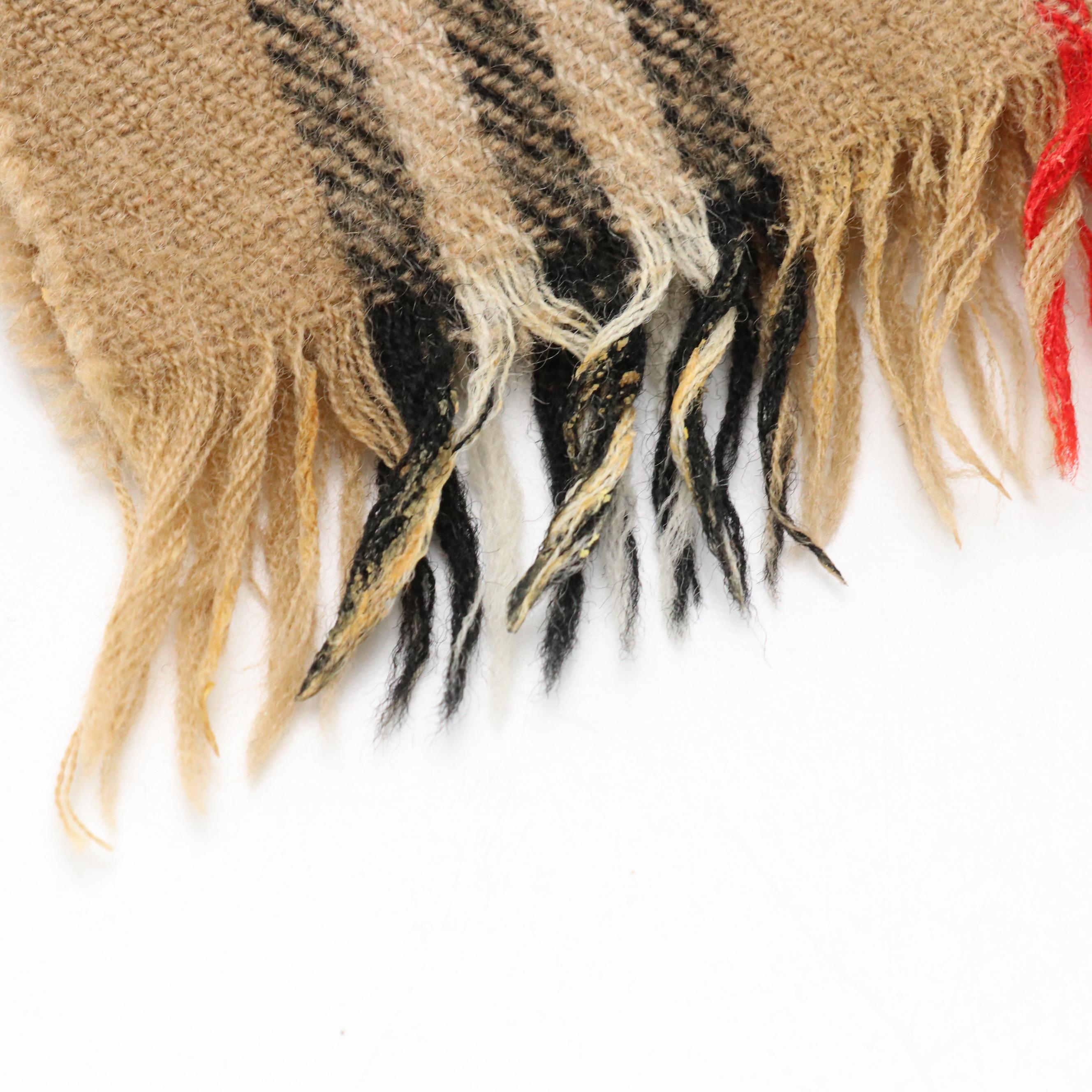 Burberrys Cashmere and Wool Fringe Scarf in House Check