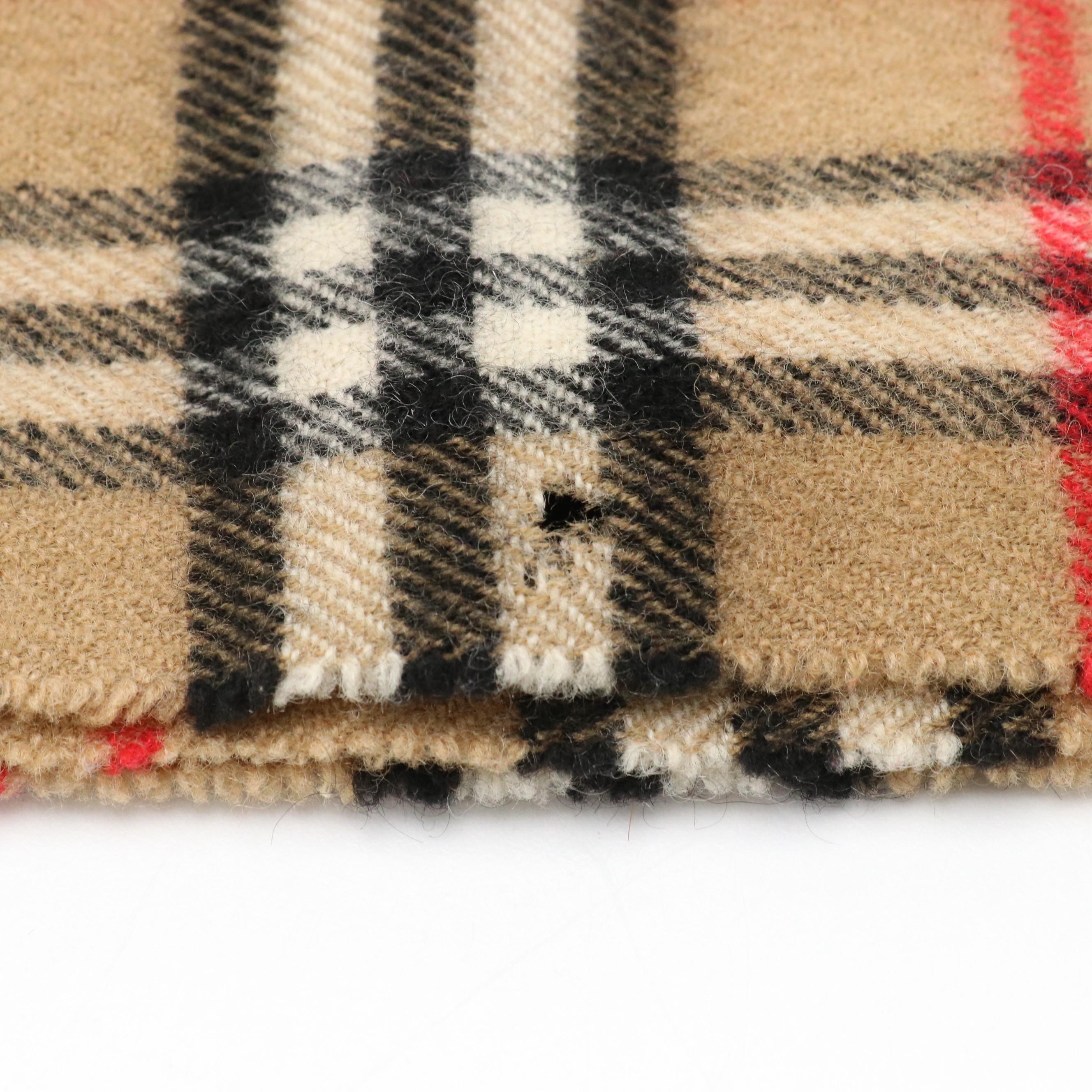 Burberrys Cashmere and Wool Fringe Scarf in House Check