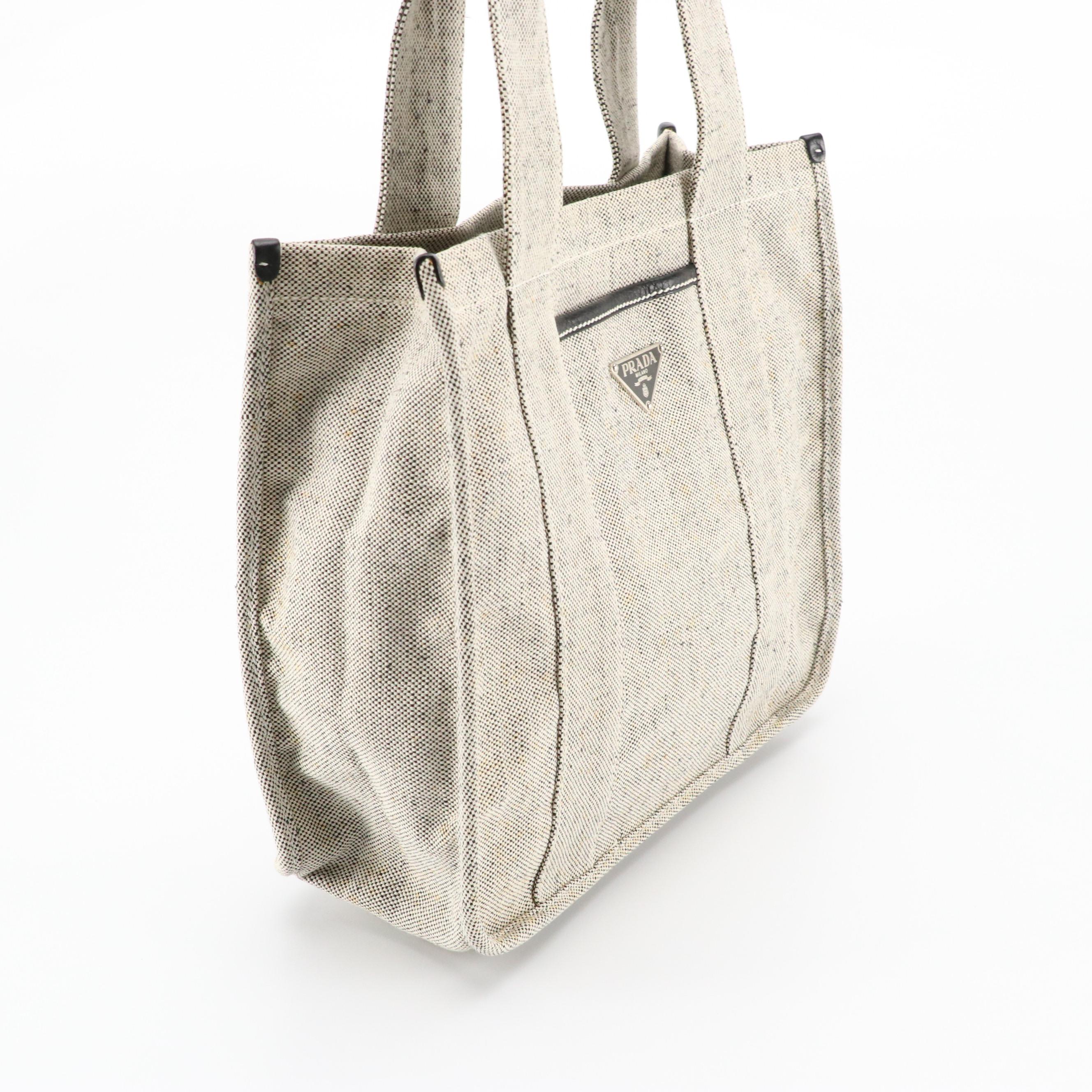 Prada Small Tote in Gray Canvas