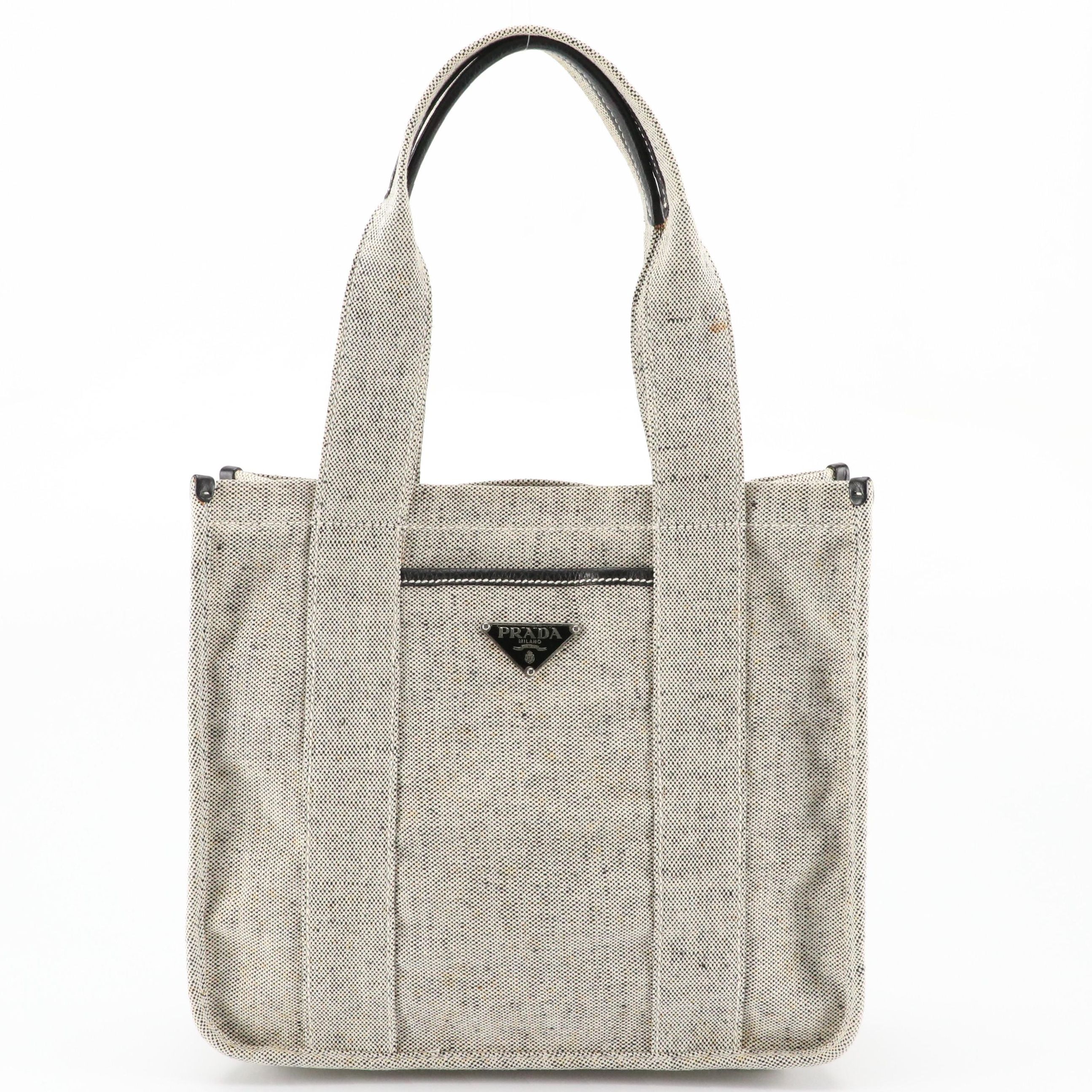 Prada Small Tote in Gray Canvas
