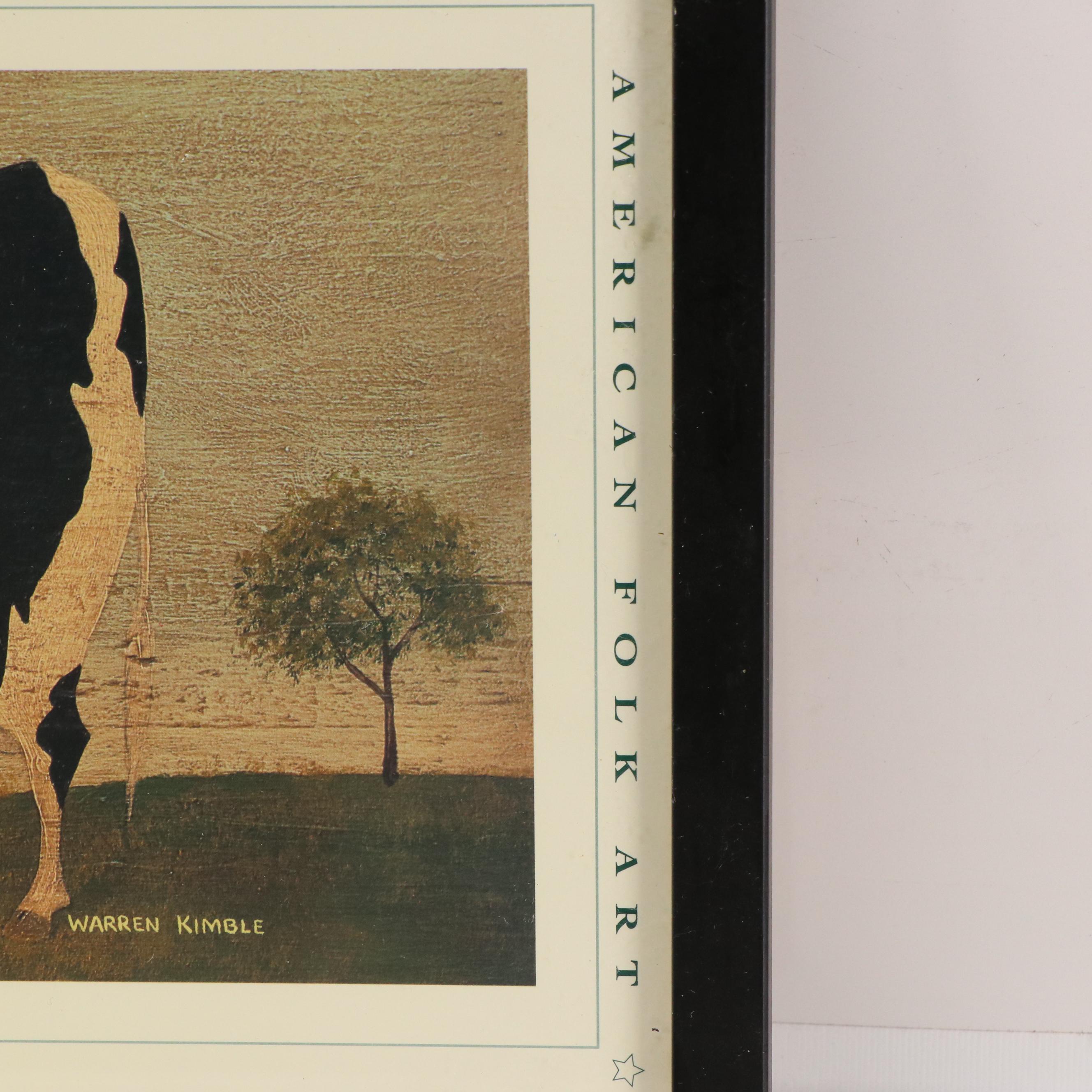 Two Folk Art Offset Lithographs After Warren Kimble Including "Kissing Cows"