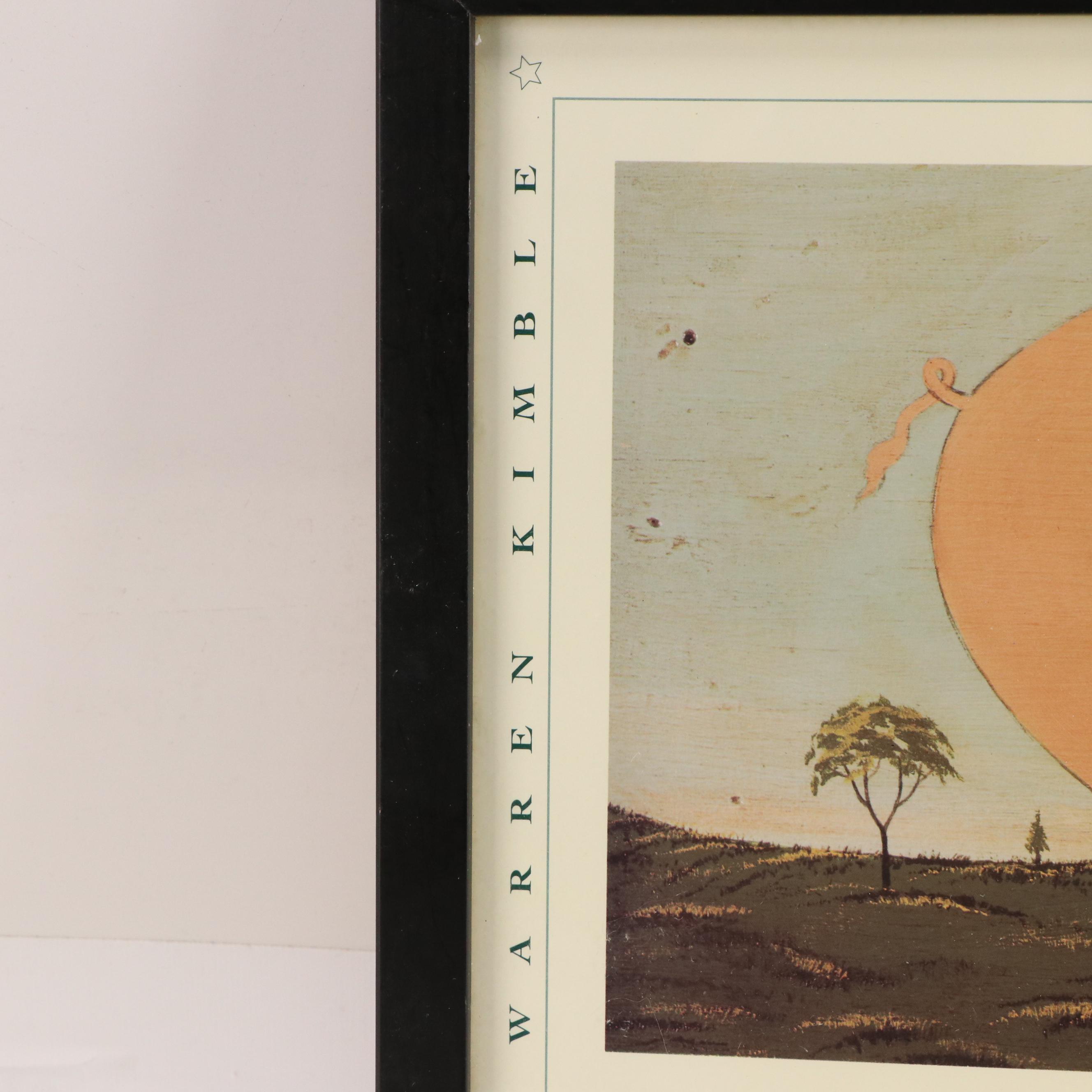 Two Folk Art Offset Lithographs After Warren Kimble Including "Kissing Cows"