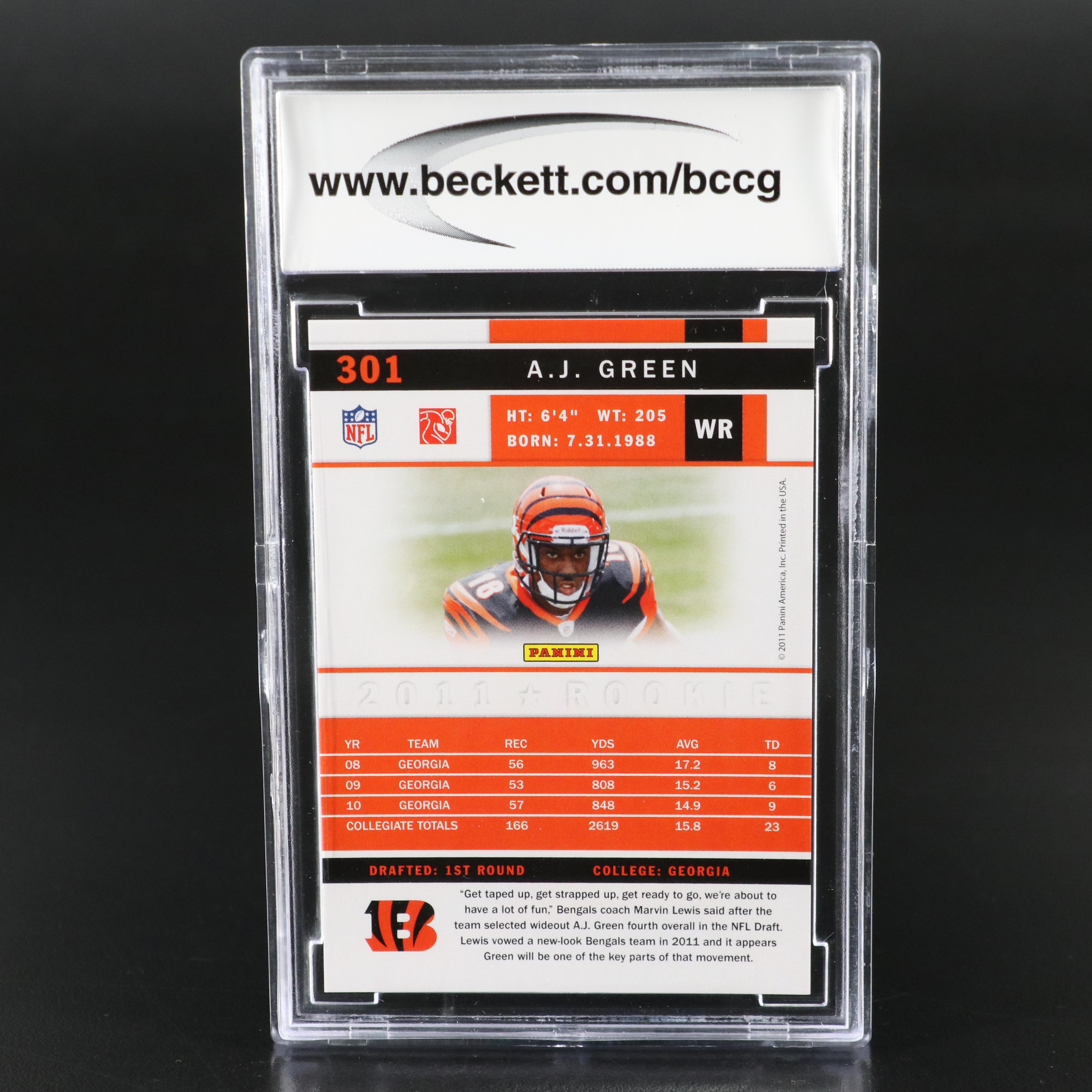 2011 Score A.J. Green Cincinnati Bengals Rookie Football Card Graded BCCG 10