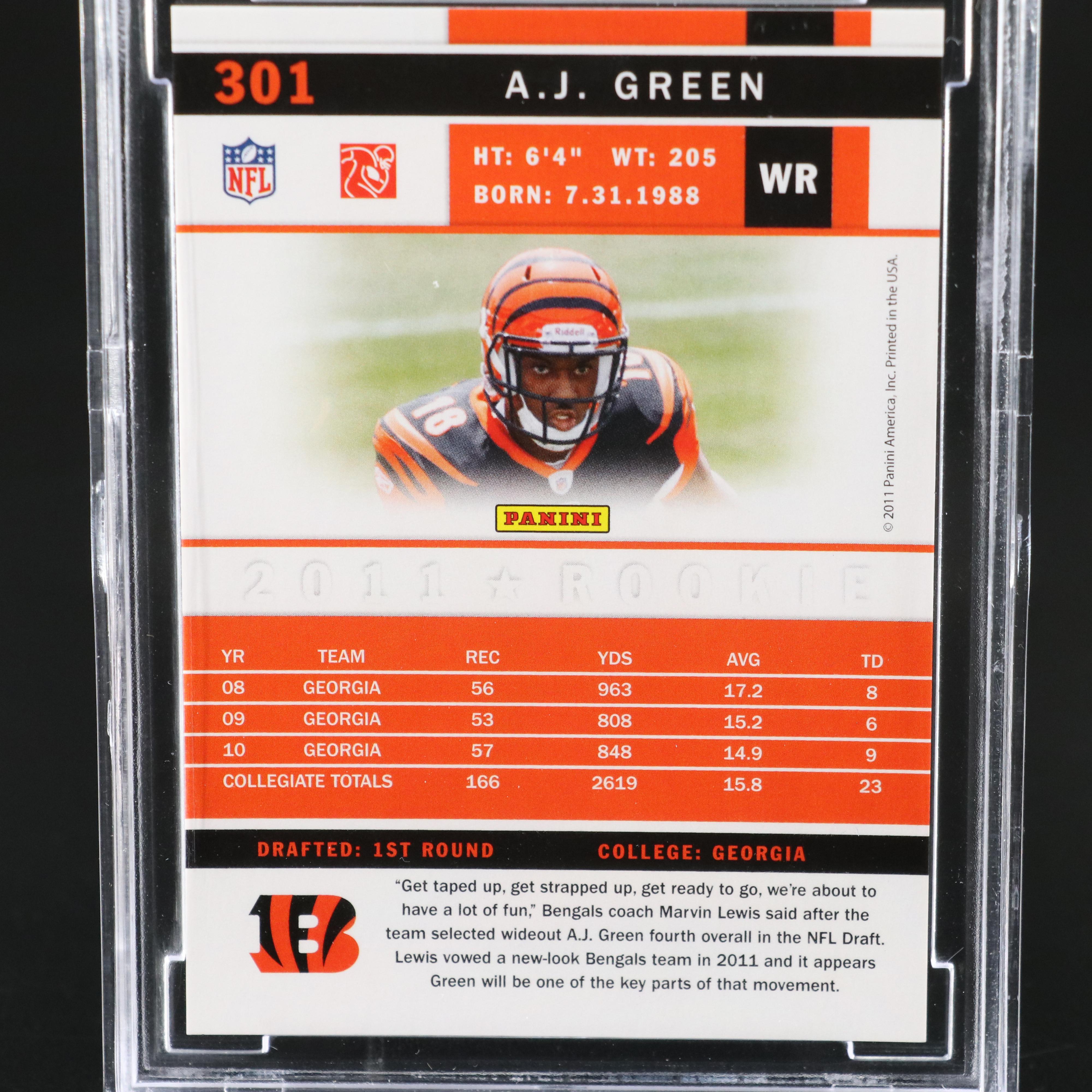 2011 Score A.J. Green Cincinnati Bengals Rookie Football Card Graded BCCG 10