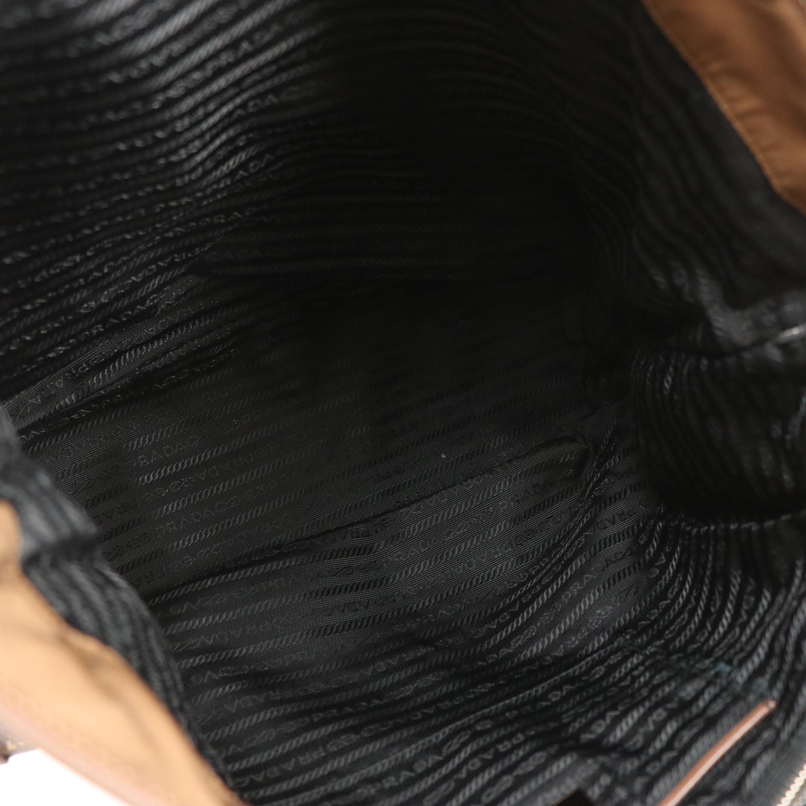 Prada Brown Tessuto Nylon and Saffiano Leather Shoulder Tote