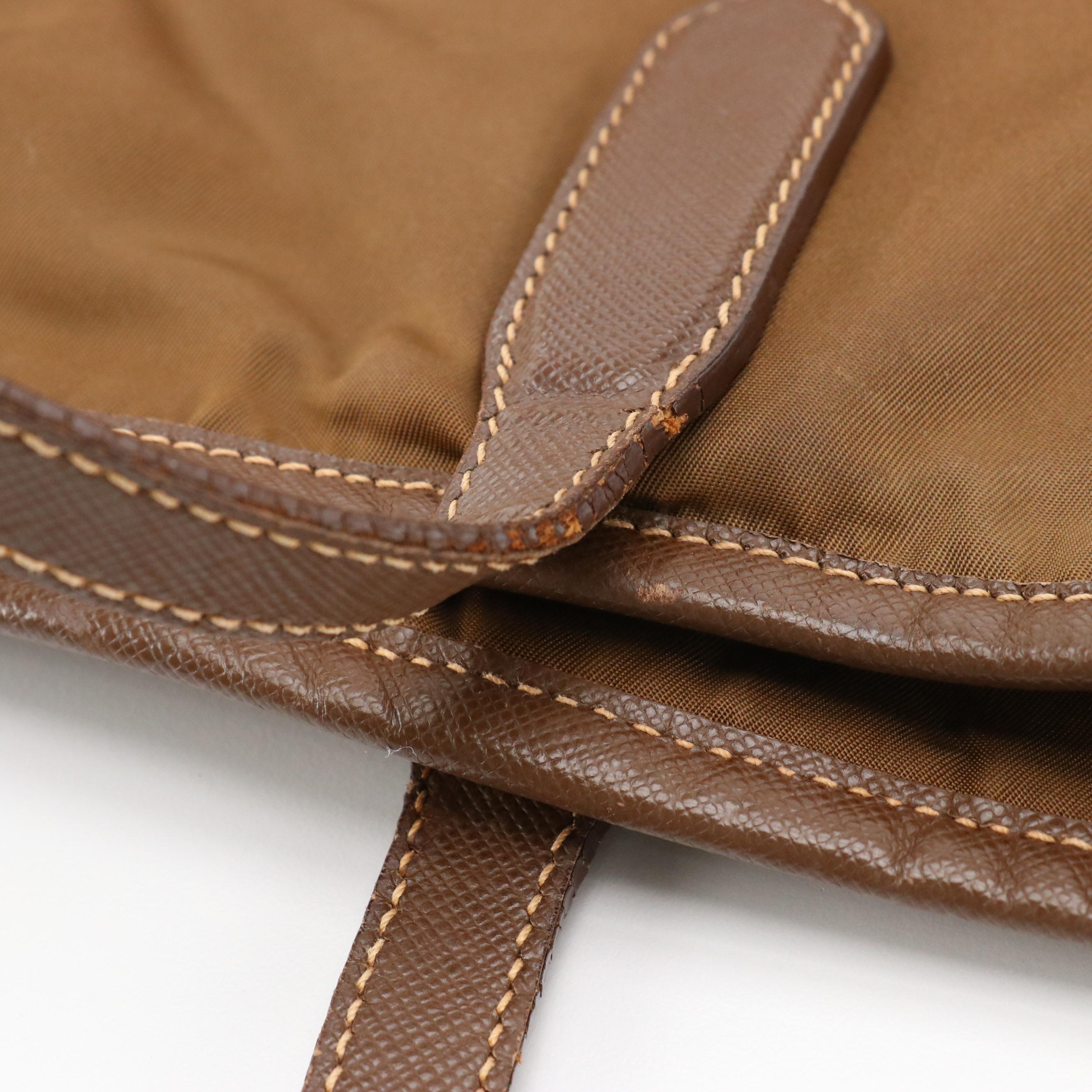 Prada Brown Tessuto Nylon and Saffiano Leather Shoulder Tote