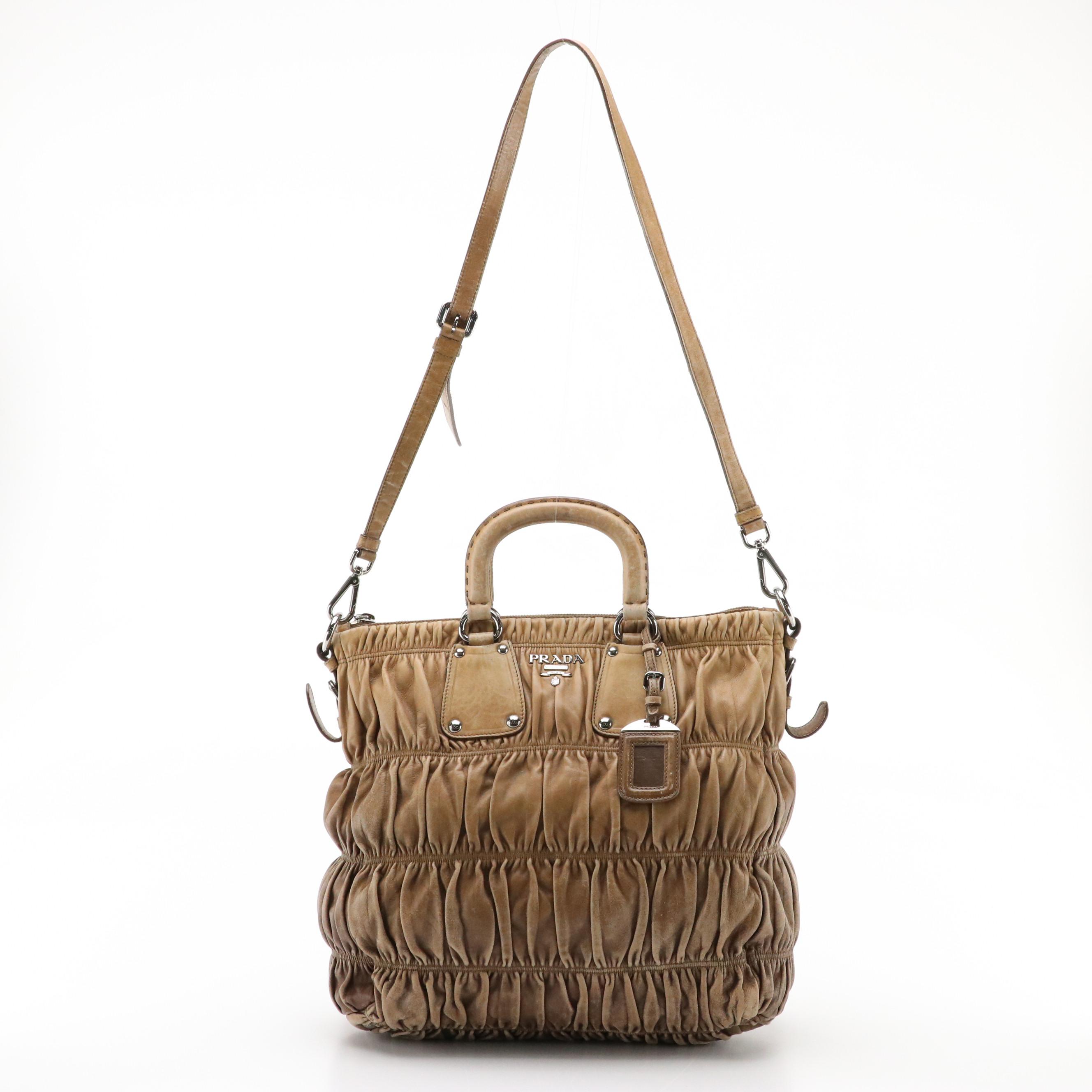 Prada Two-Way Tote in Brown Ombré Nappa Gaufré Leather