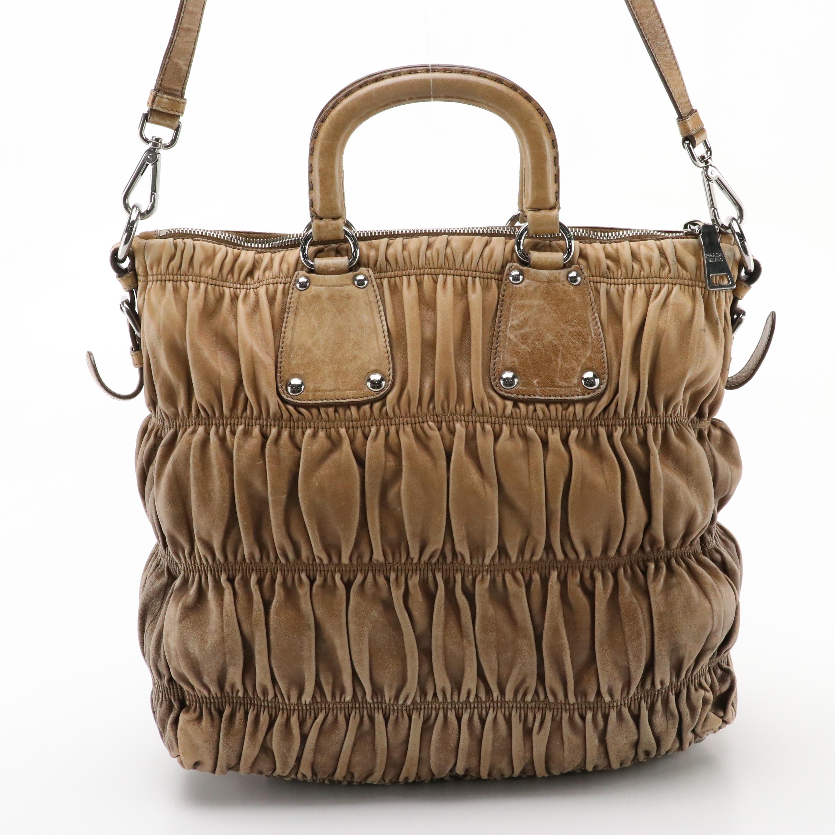 Prada Two-Way Tote in Brown Ombré Nappa Gaufré Leather