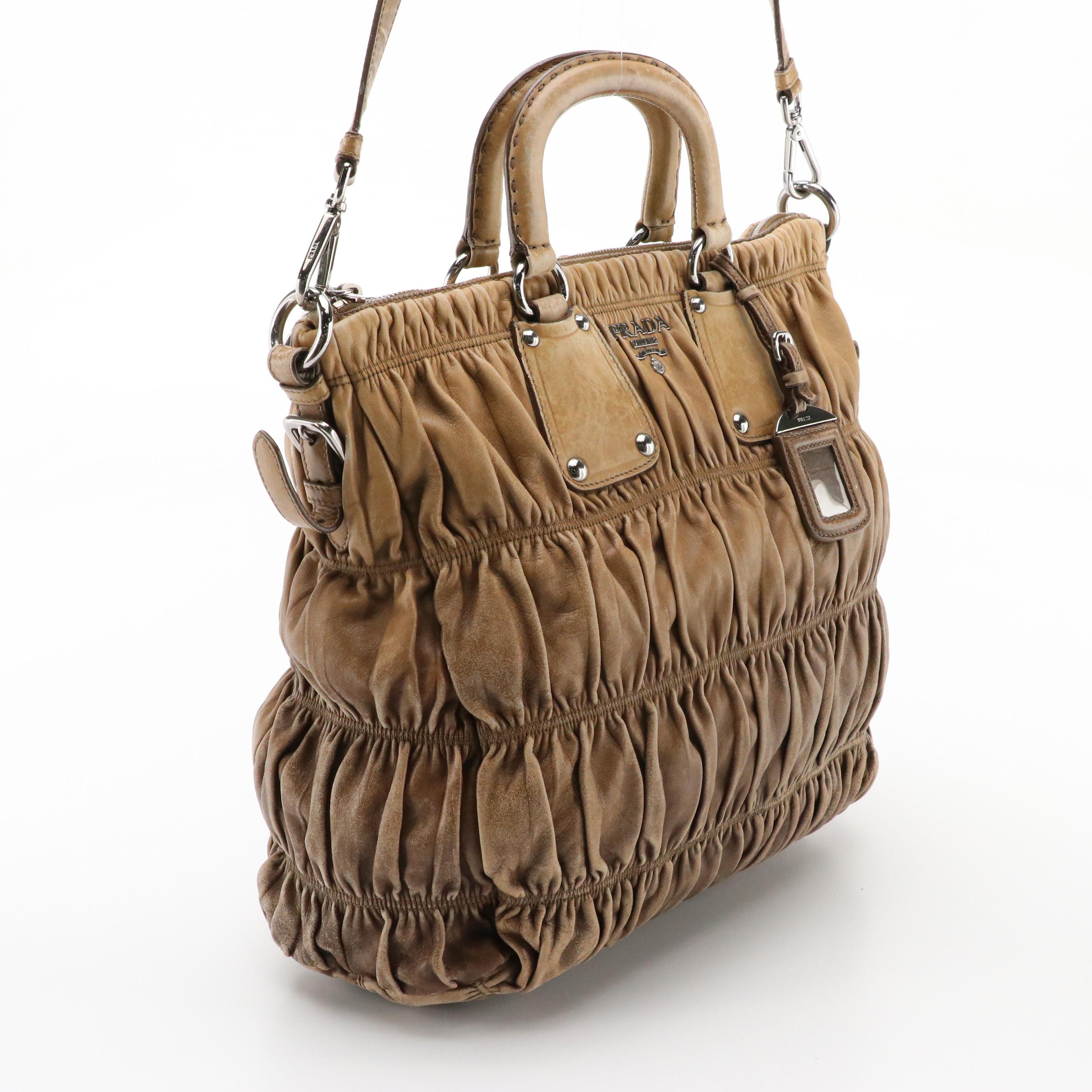 Prada Two-Way Tote in Brown Ombré Nappa Gaufré Leather