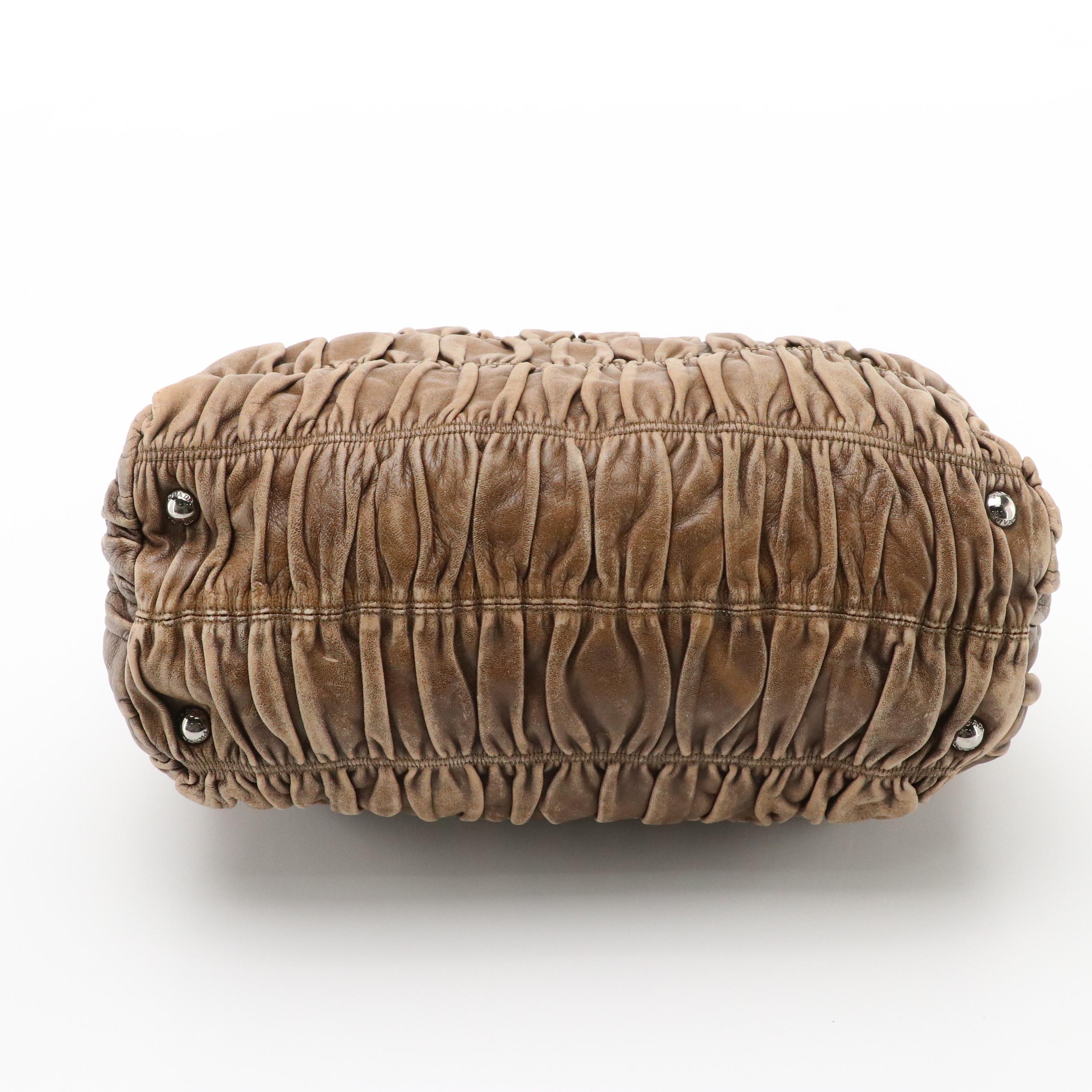 Prada Two-Way Tote in Brown Ombré Nappa Gaufré Leather