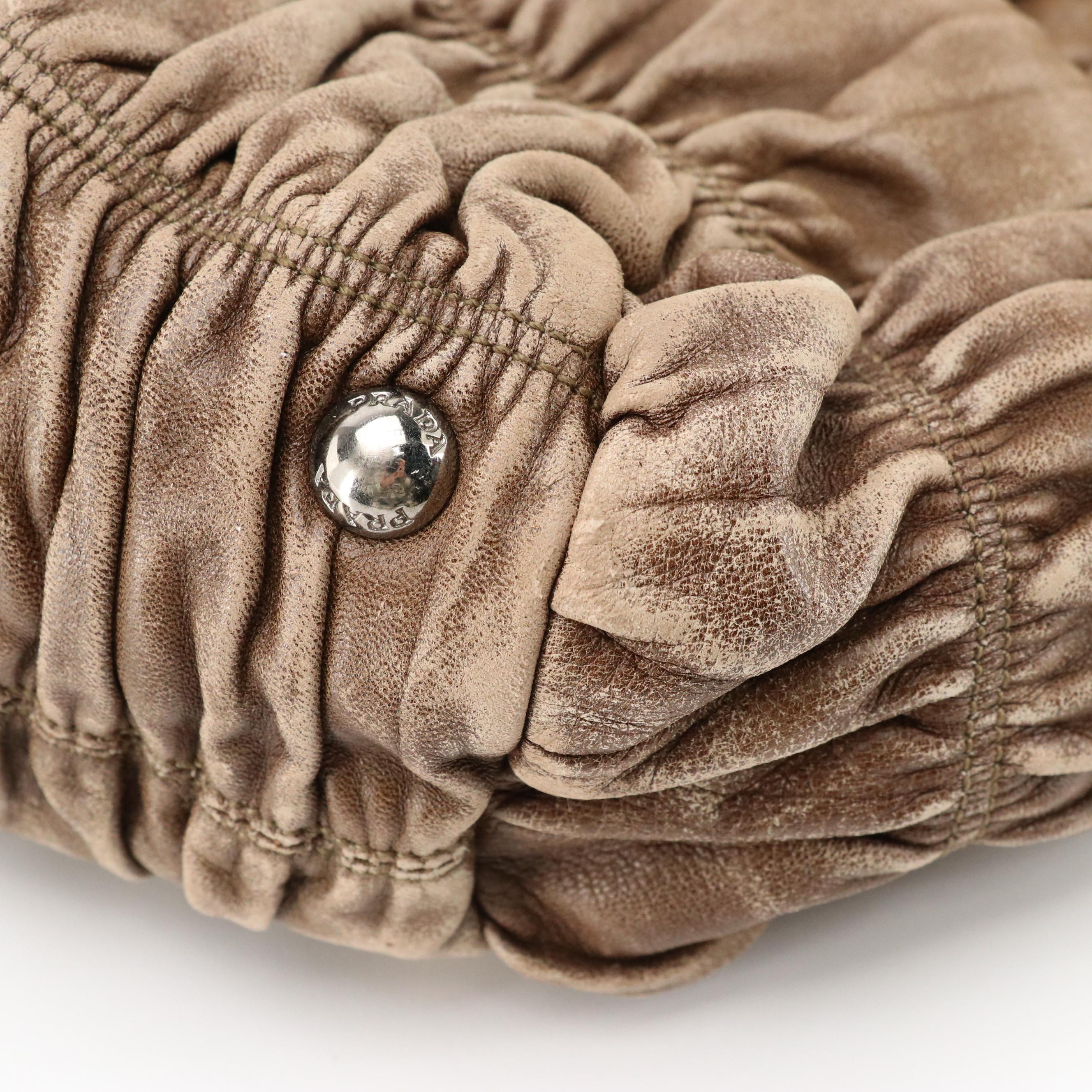 Prada Two-Way Tote in Brown Ombré Nappa Gaufré Leather