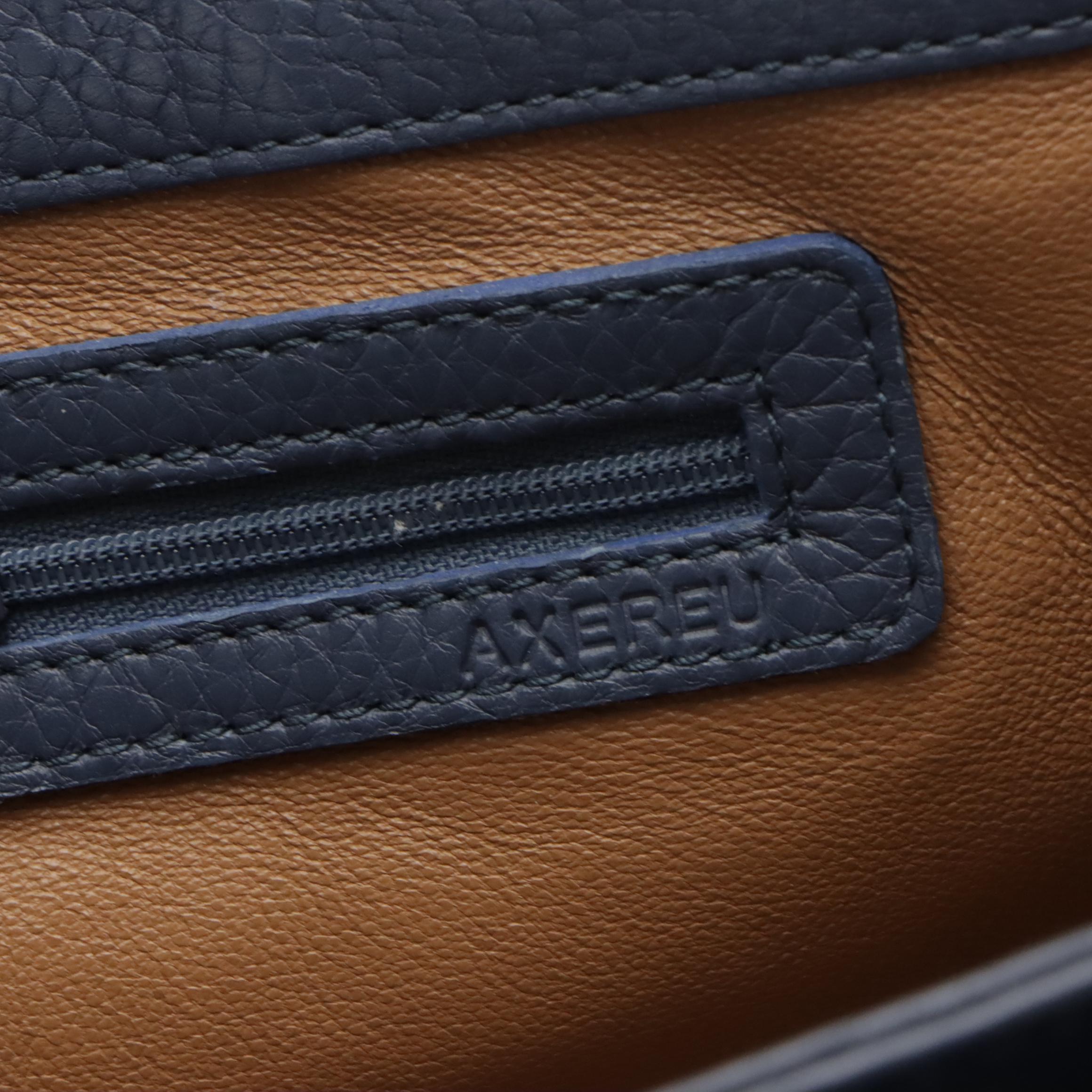 BVLGARI Steel Blue Grained Leather Multi-Compartment Shoulder Bag