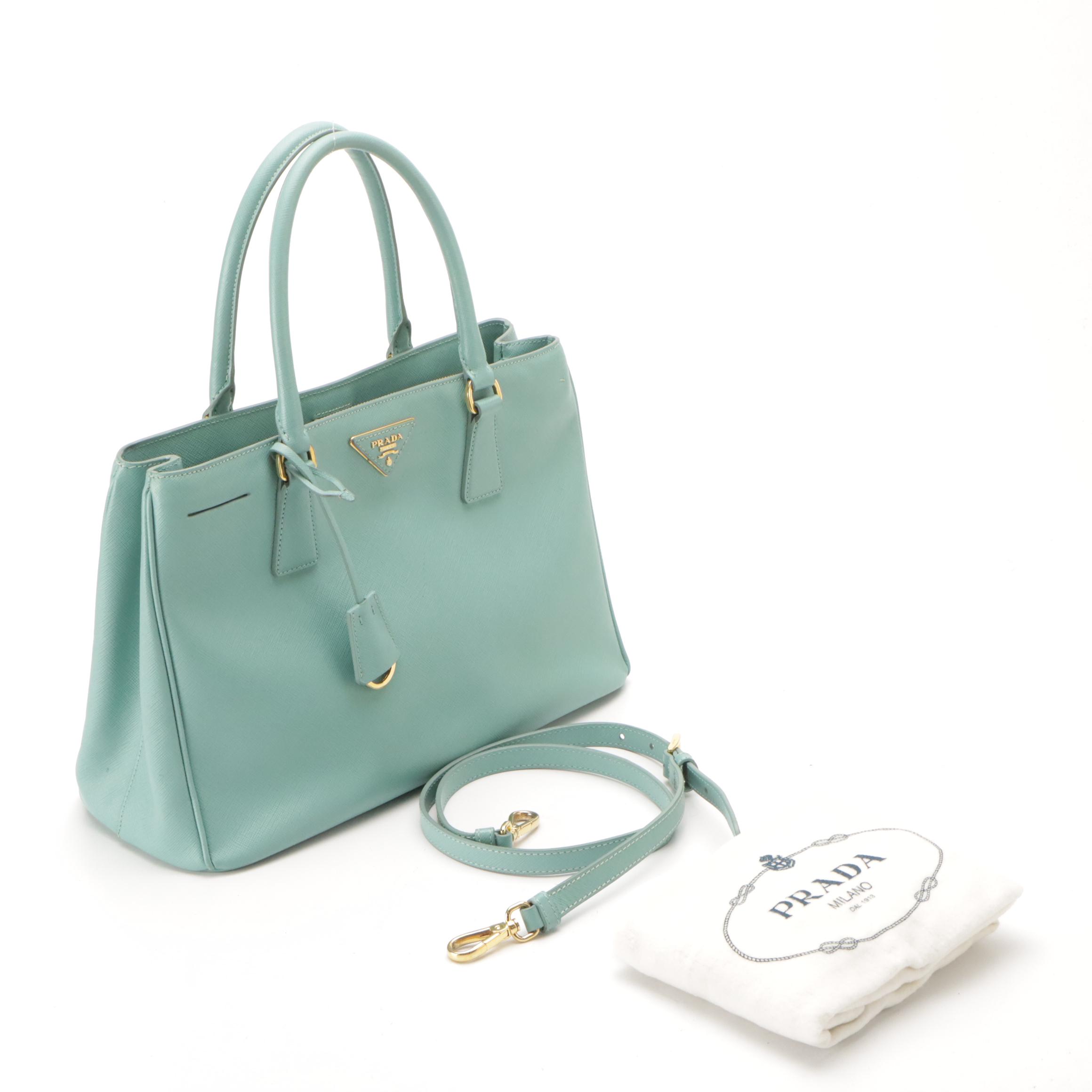 Prada Medium Galleria Two-Way Tote in Blue Saffiano Leather