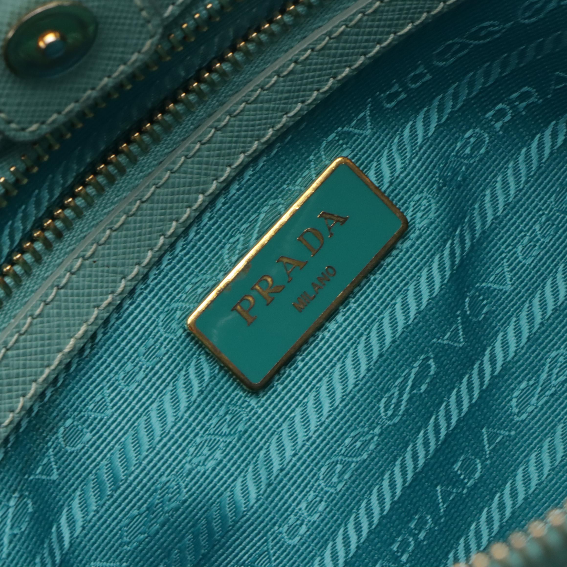 Prada Medium Galleria Two-Way Tote in Blue Saffiano Leather