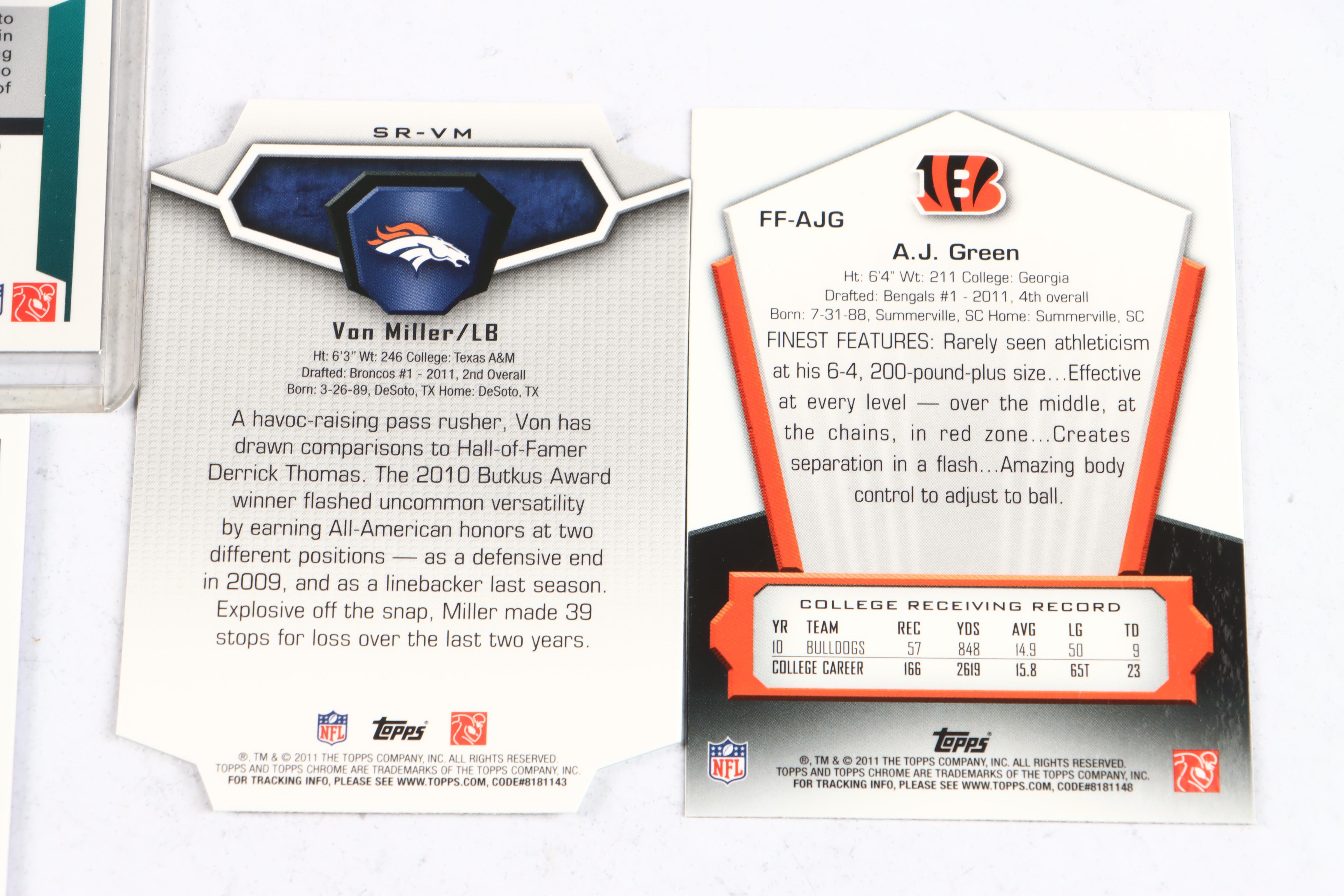 2011 Topps Chrome Football Cards Featuring Von Miller Purple Refractor Rookie