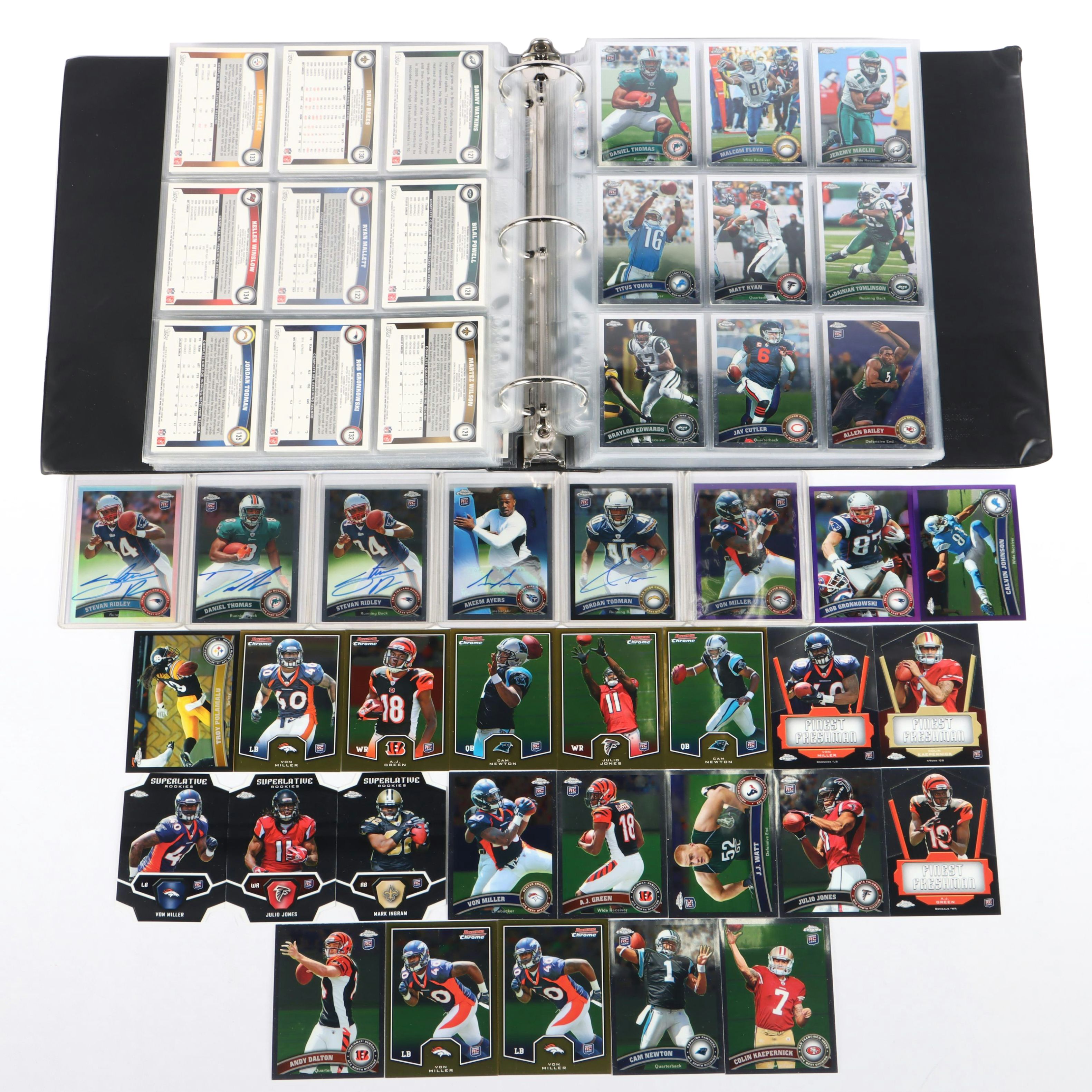 2011 Topps Chrome Football Cards Featuring Von Miller Purple Refractor Rookie