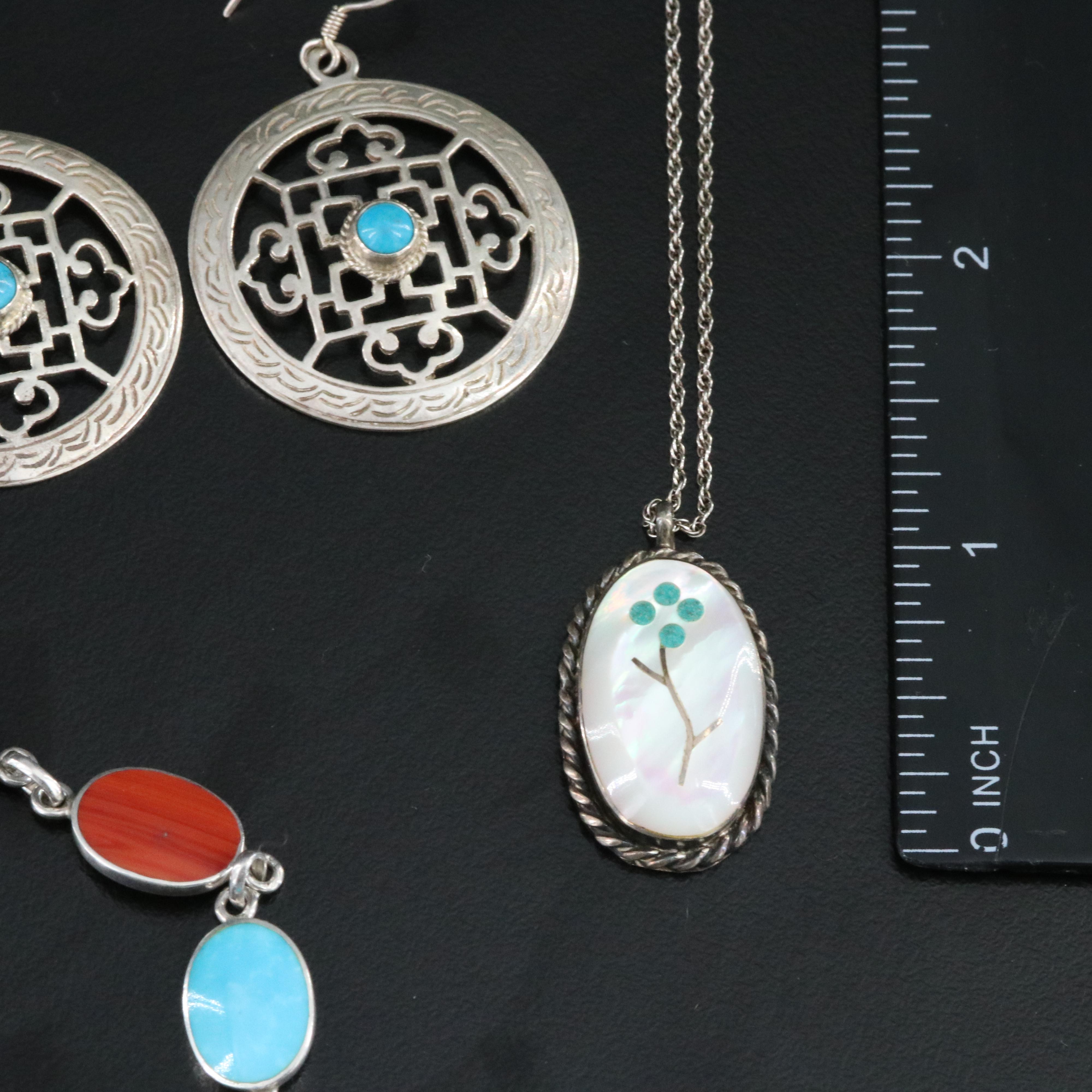 Sterling Southwestern Jewelry Collection Including Turquoise and Lapis Lazuli