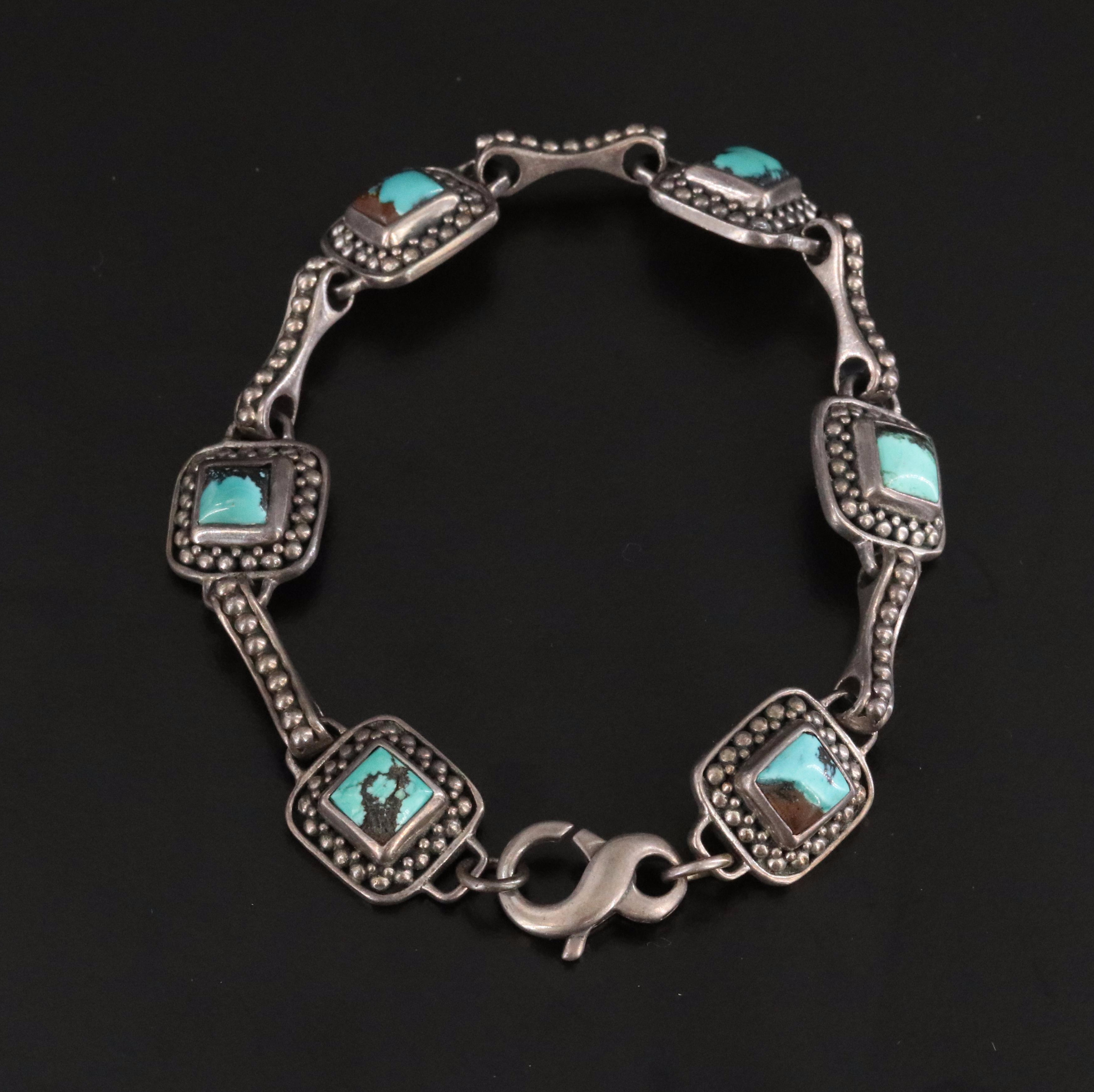 Sterling Turquoise Link Bracelet