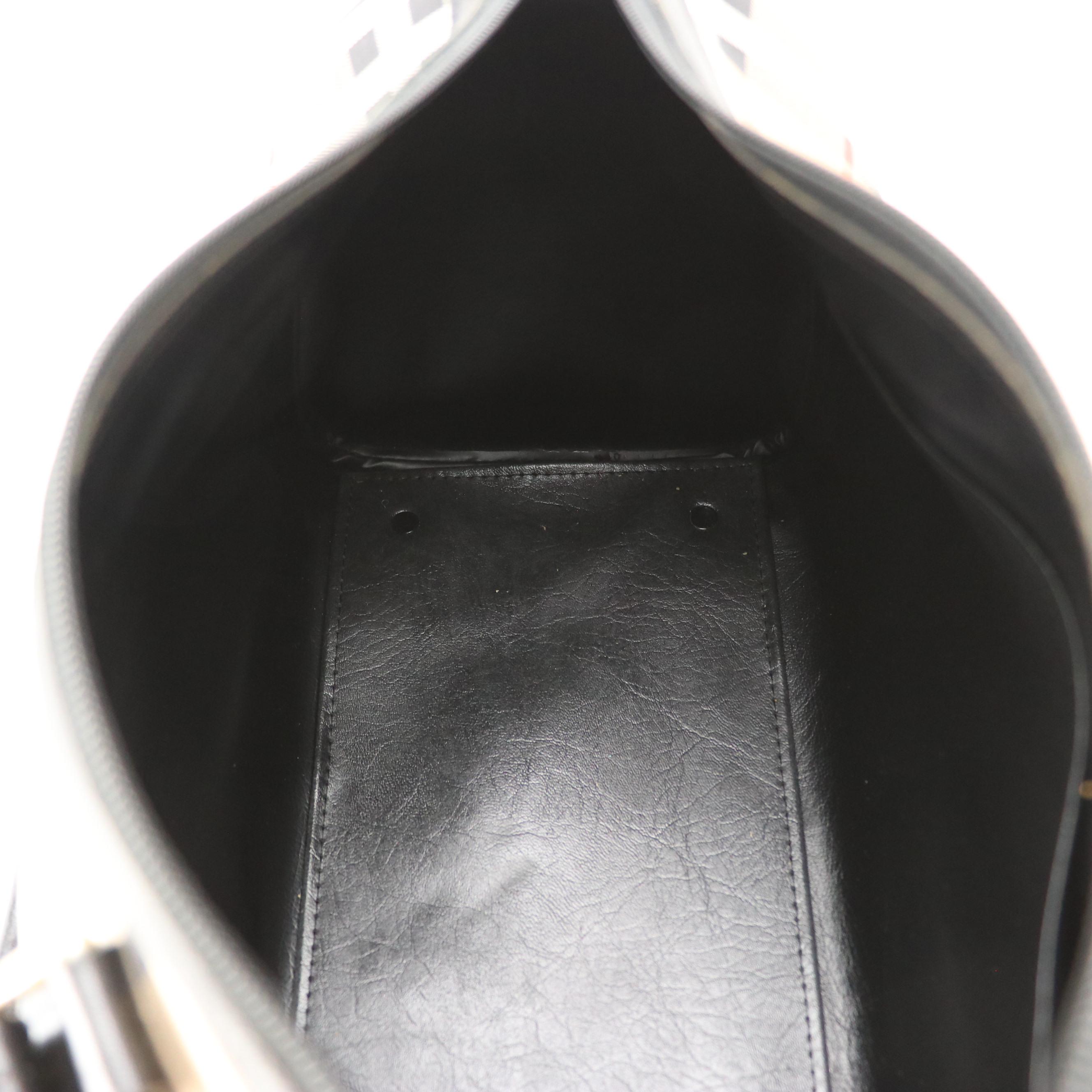 Burberrys Haymarket Check Canvas Zippered Handbag with Black Leather Trim