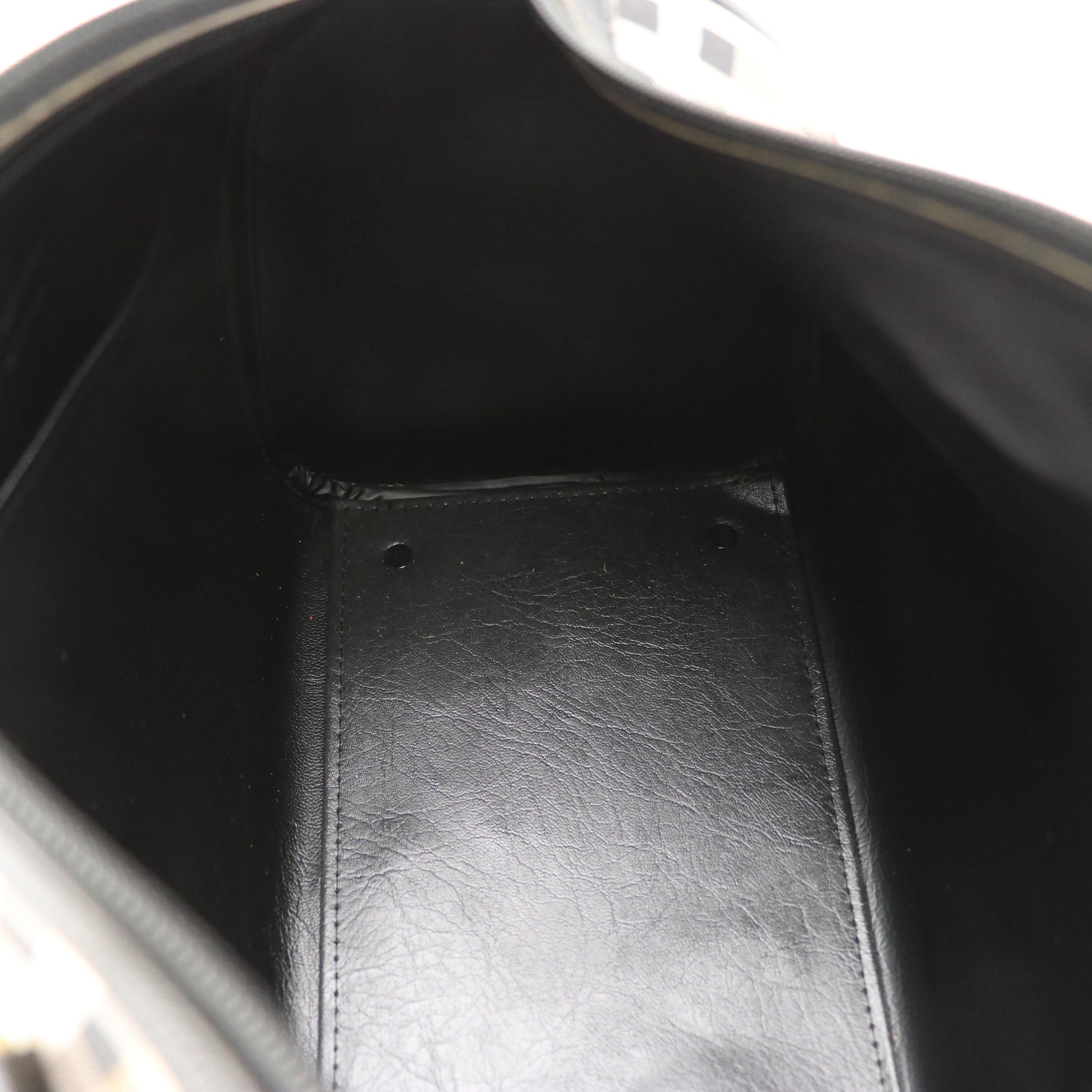 Burberrys Haymarket Check Canvas Zippered Handbag with Black Leather Trim