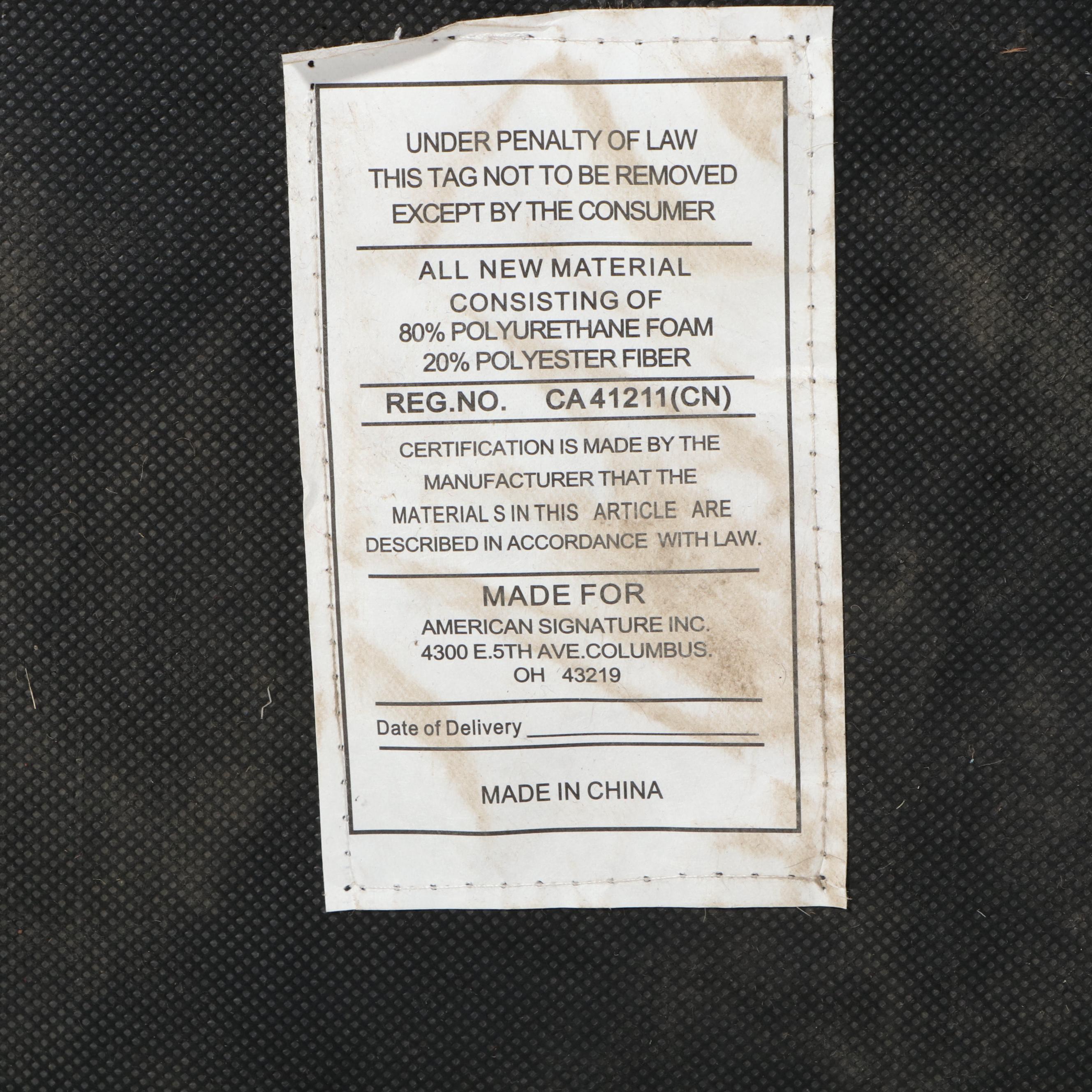 American Signature Black Leather-Touch Wingback Armchair with Nailheads