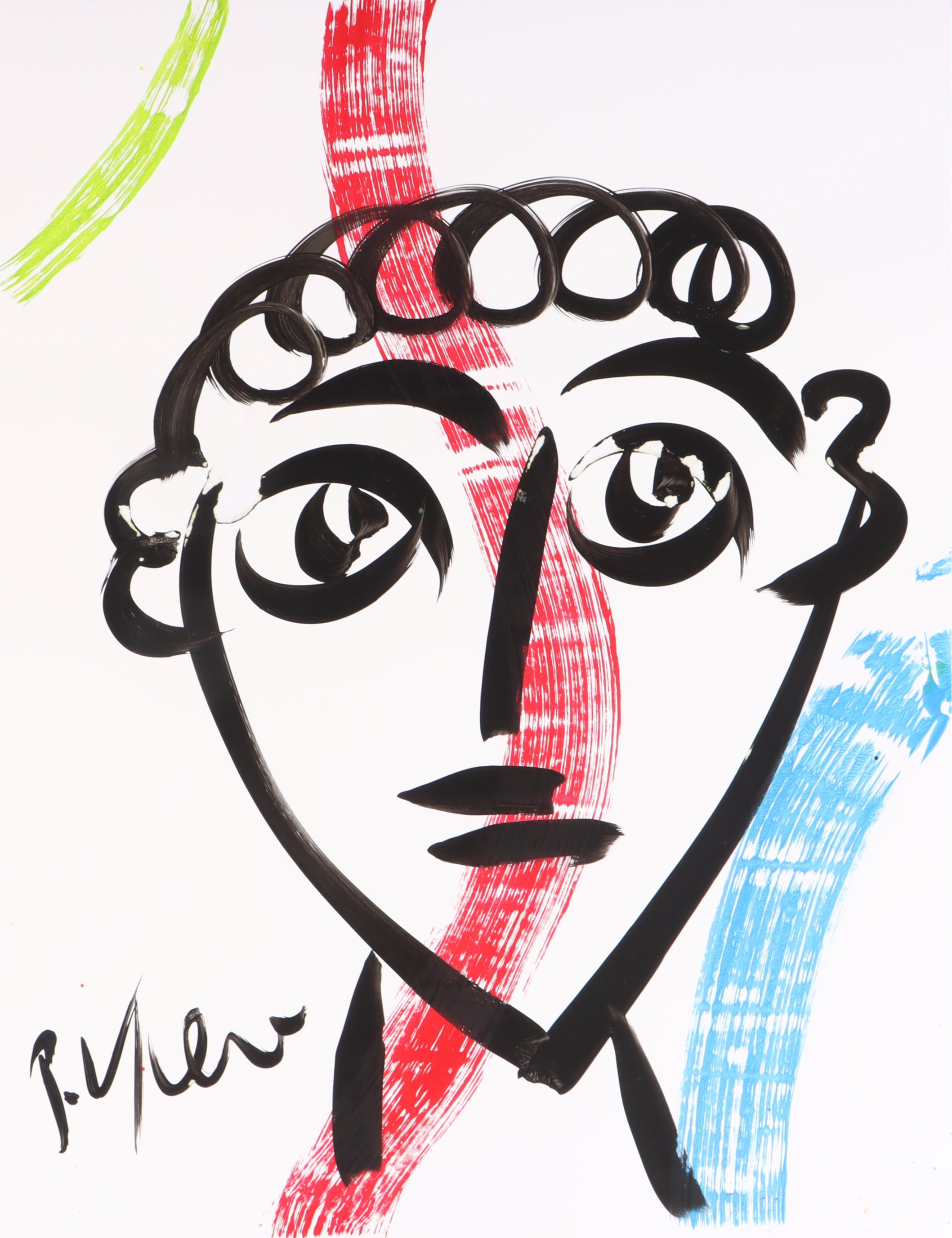 Peter Keil Abstract Acrylic Portrait Painting, Late 20th Century