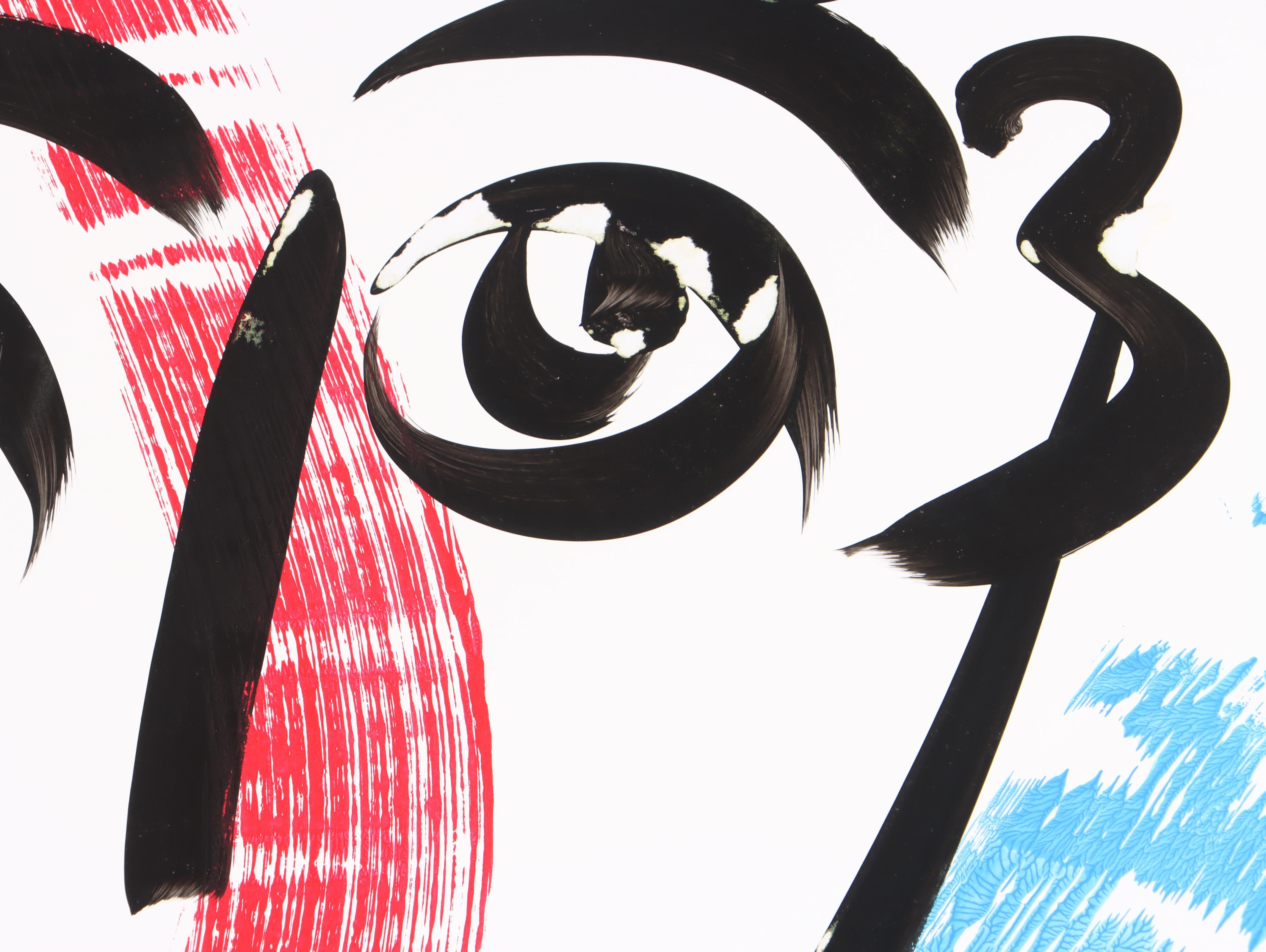 Peter Keil Abstract Acrylic Portrait Painting, Late 20th Century