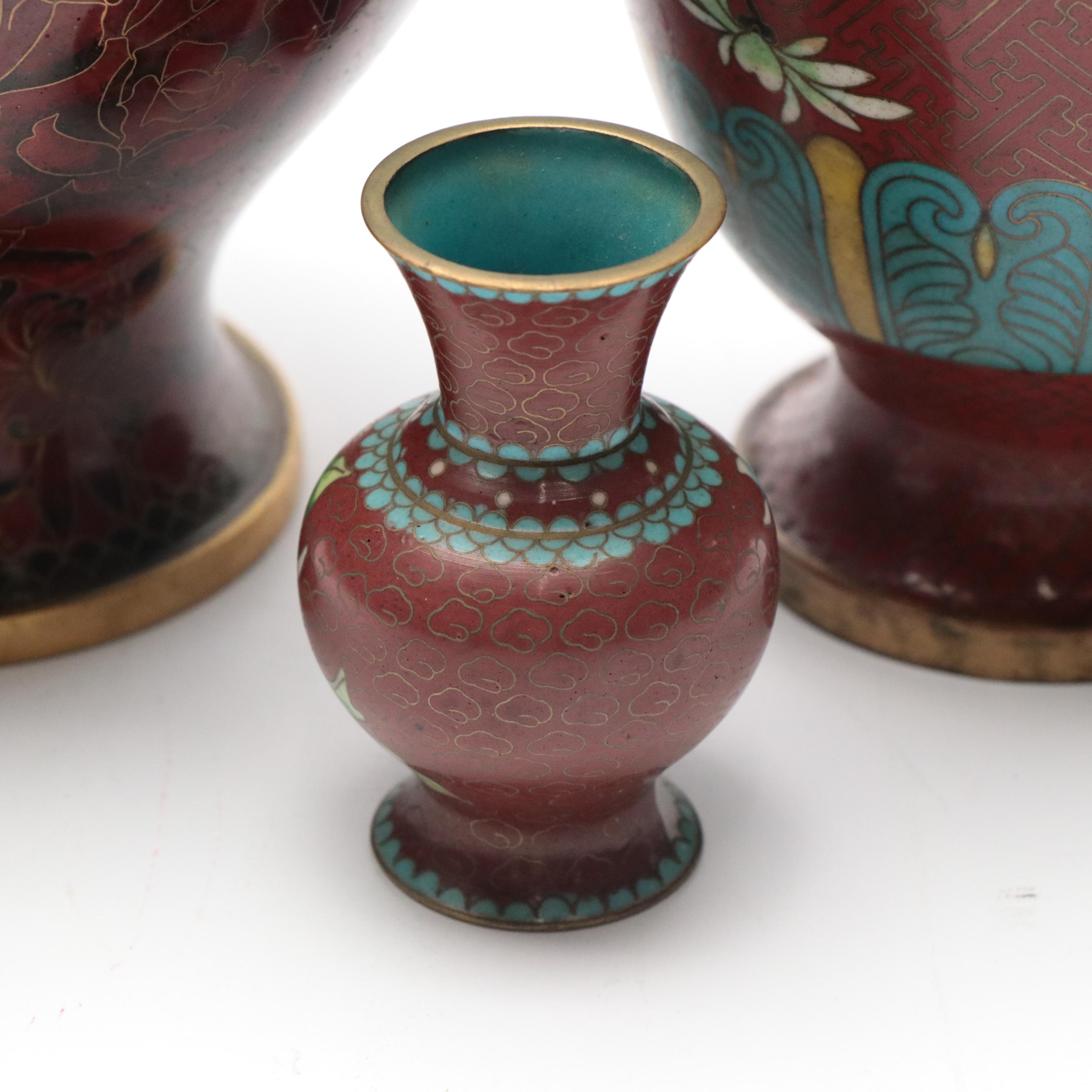 Chinese Cloisonné Enamel on Brass Vases