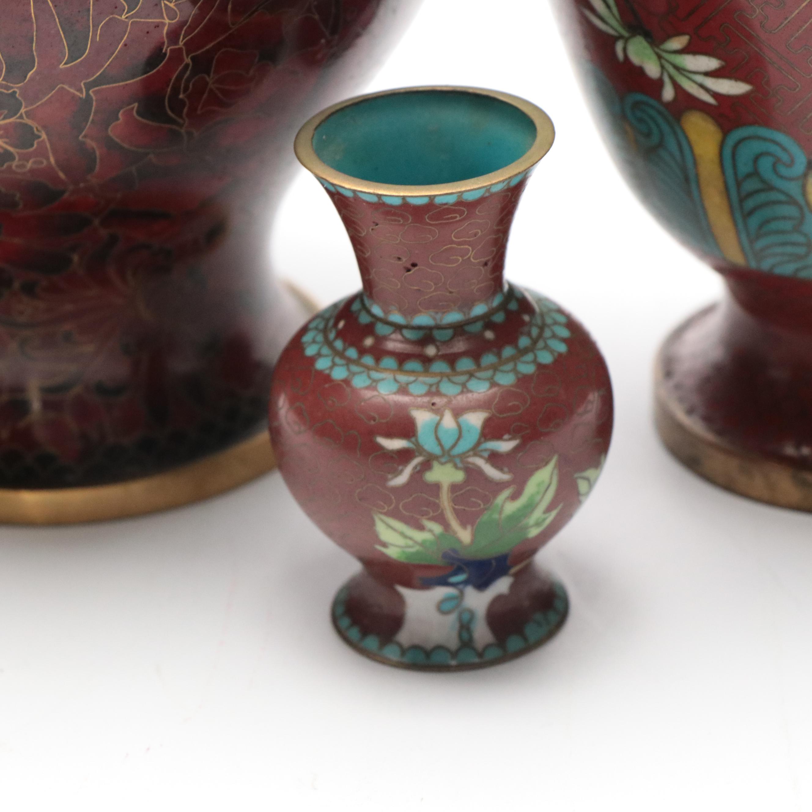 Chinese Cloisonné Enamel on Brass Vases
