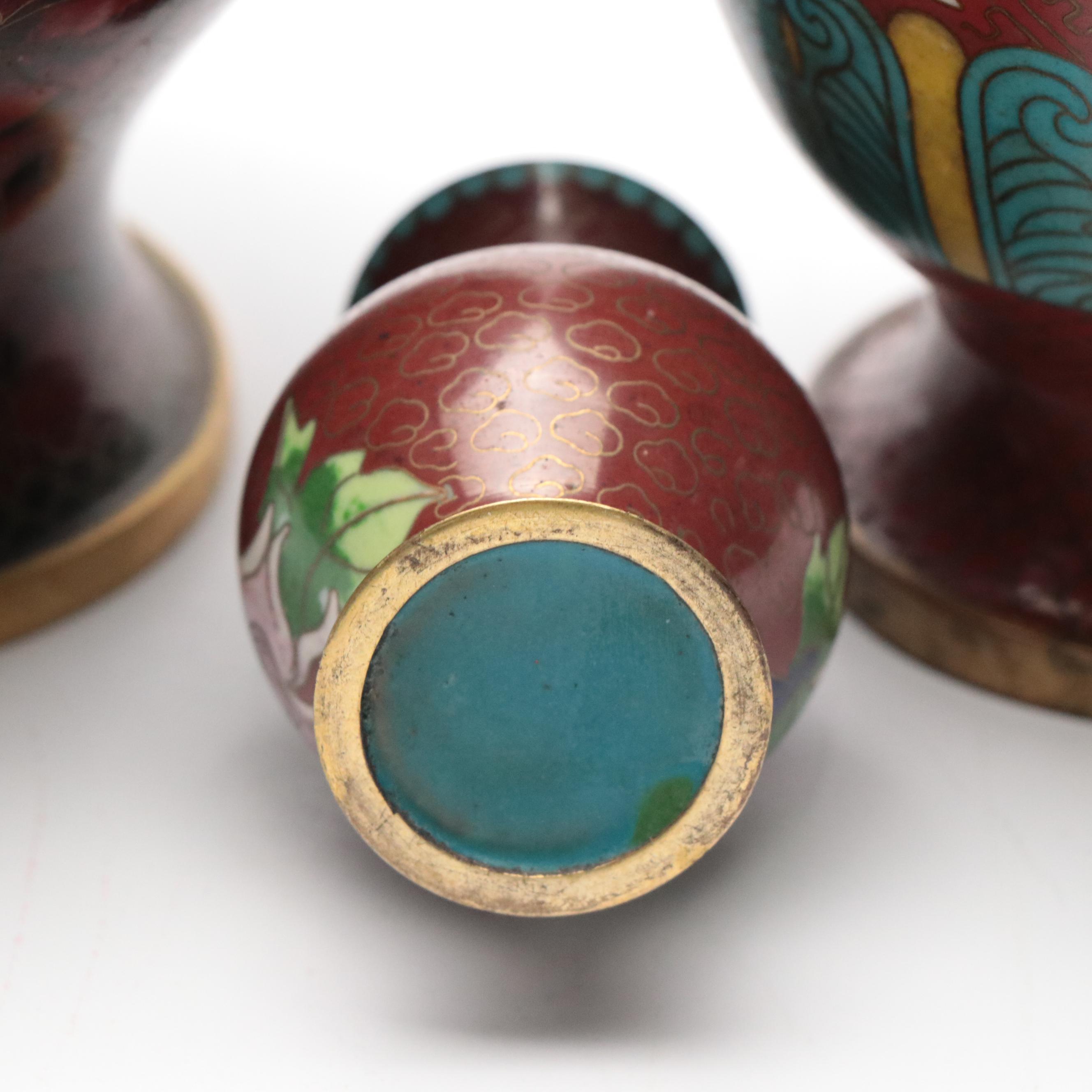 Chinese Cloisonné Enamel on Brass Vases