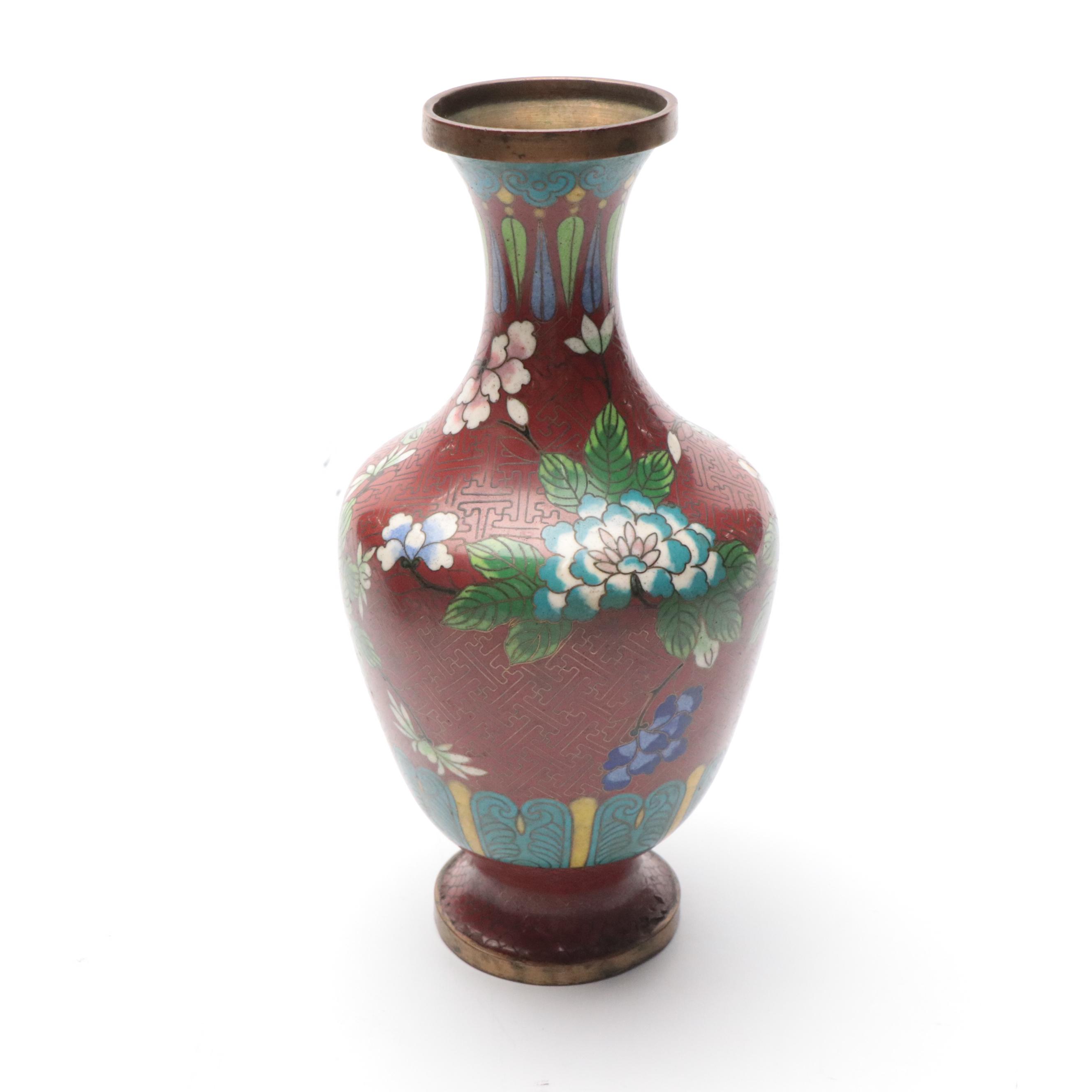 Chinese Cloisonné Enamel on Brass Vases