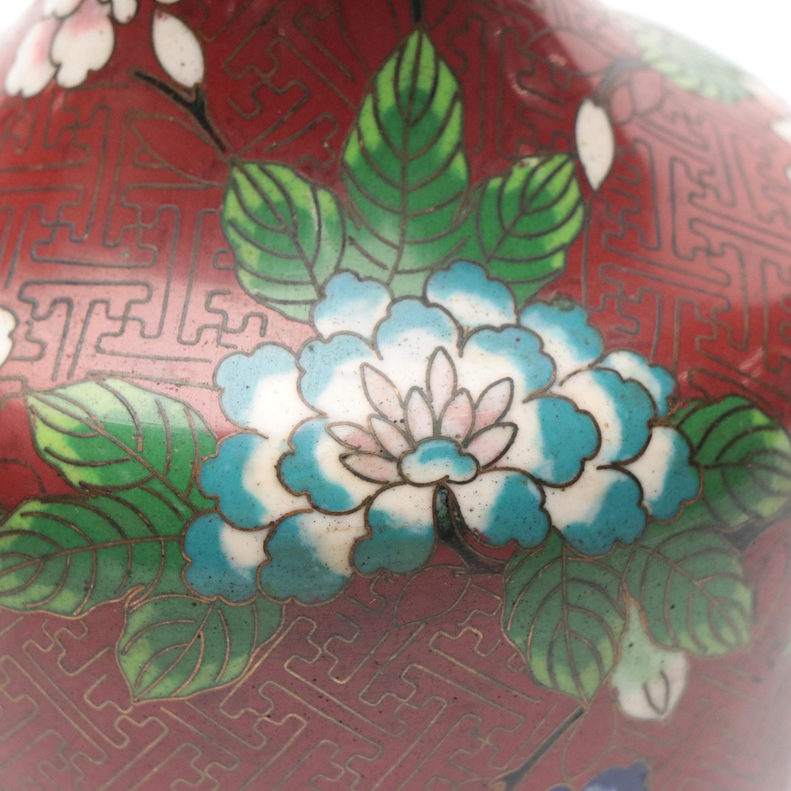 Chinese Cloisonné Enamel on Brass Vases