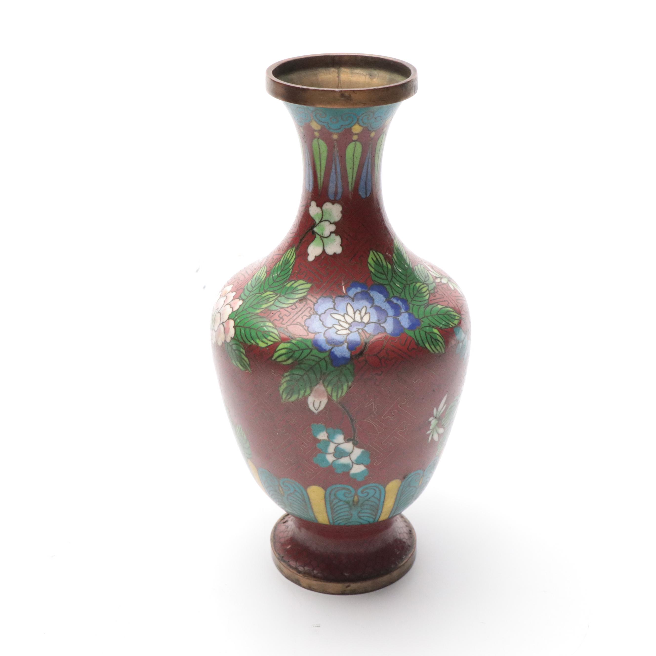 Chinese Cloisonné Enamel on Brass Vases