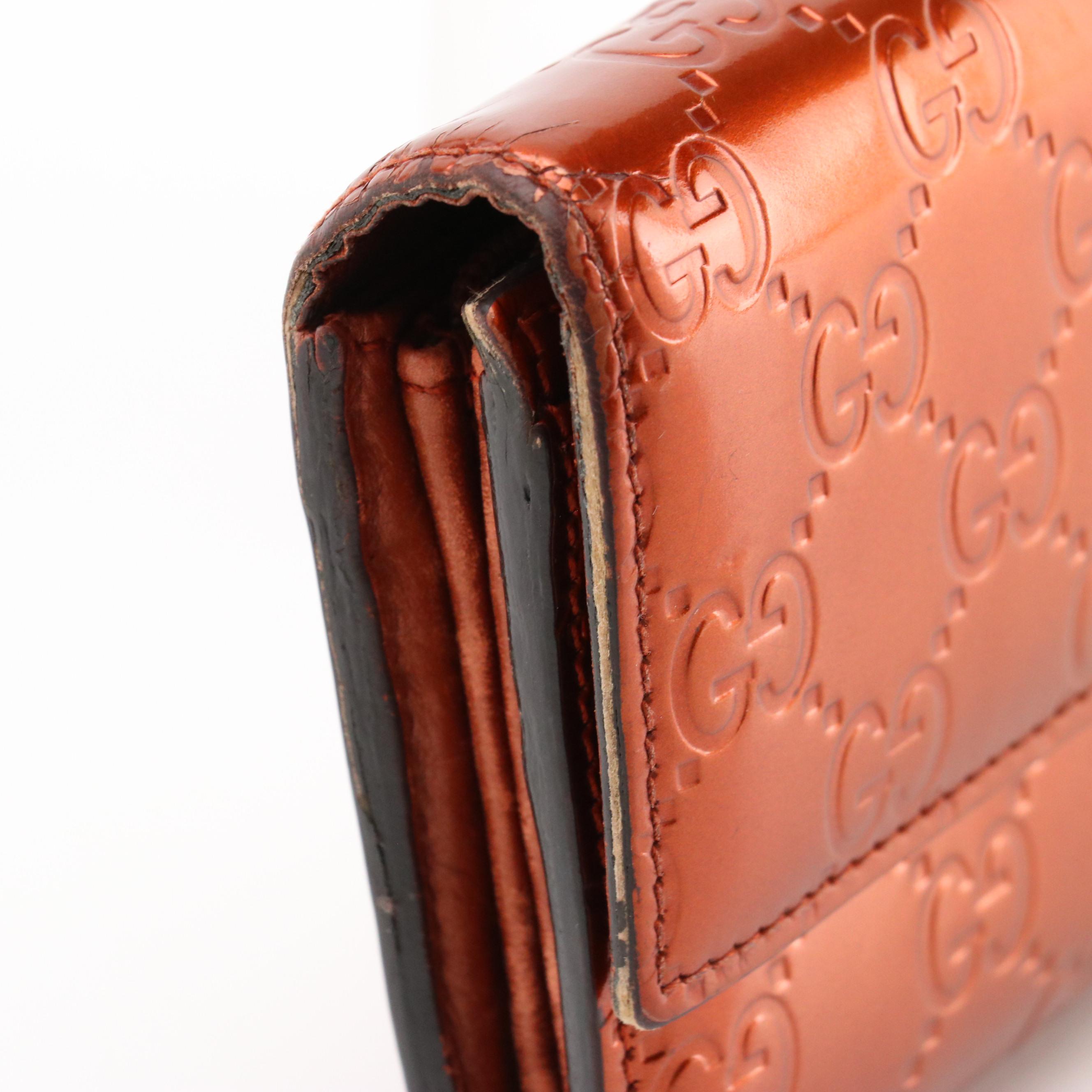 Gucci Shine Guccissima Patent Leather Lovely Heart Continental Wallet with Box