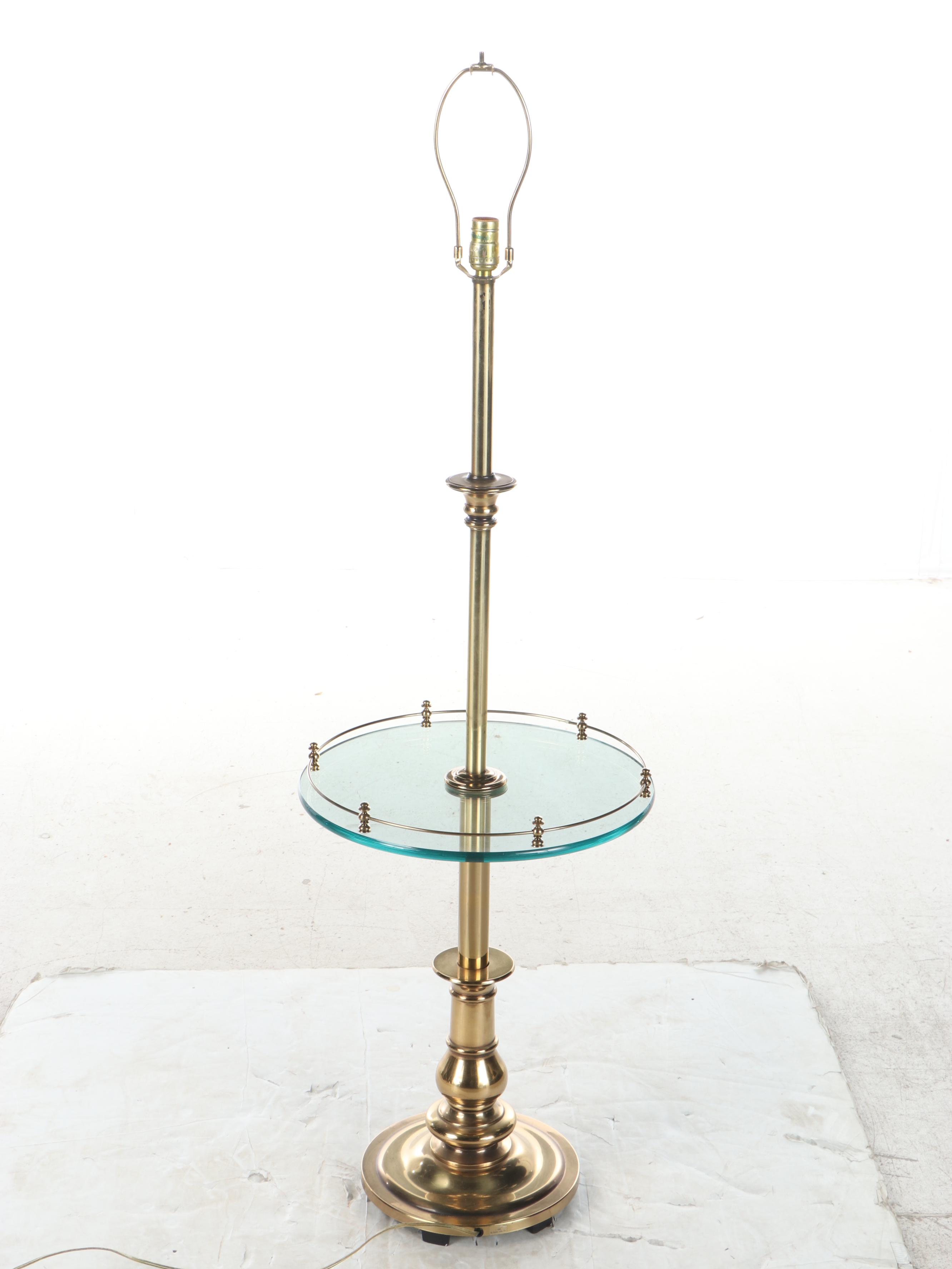 Rembrandt Brass Floor Lamp With  Galleried Glass Table