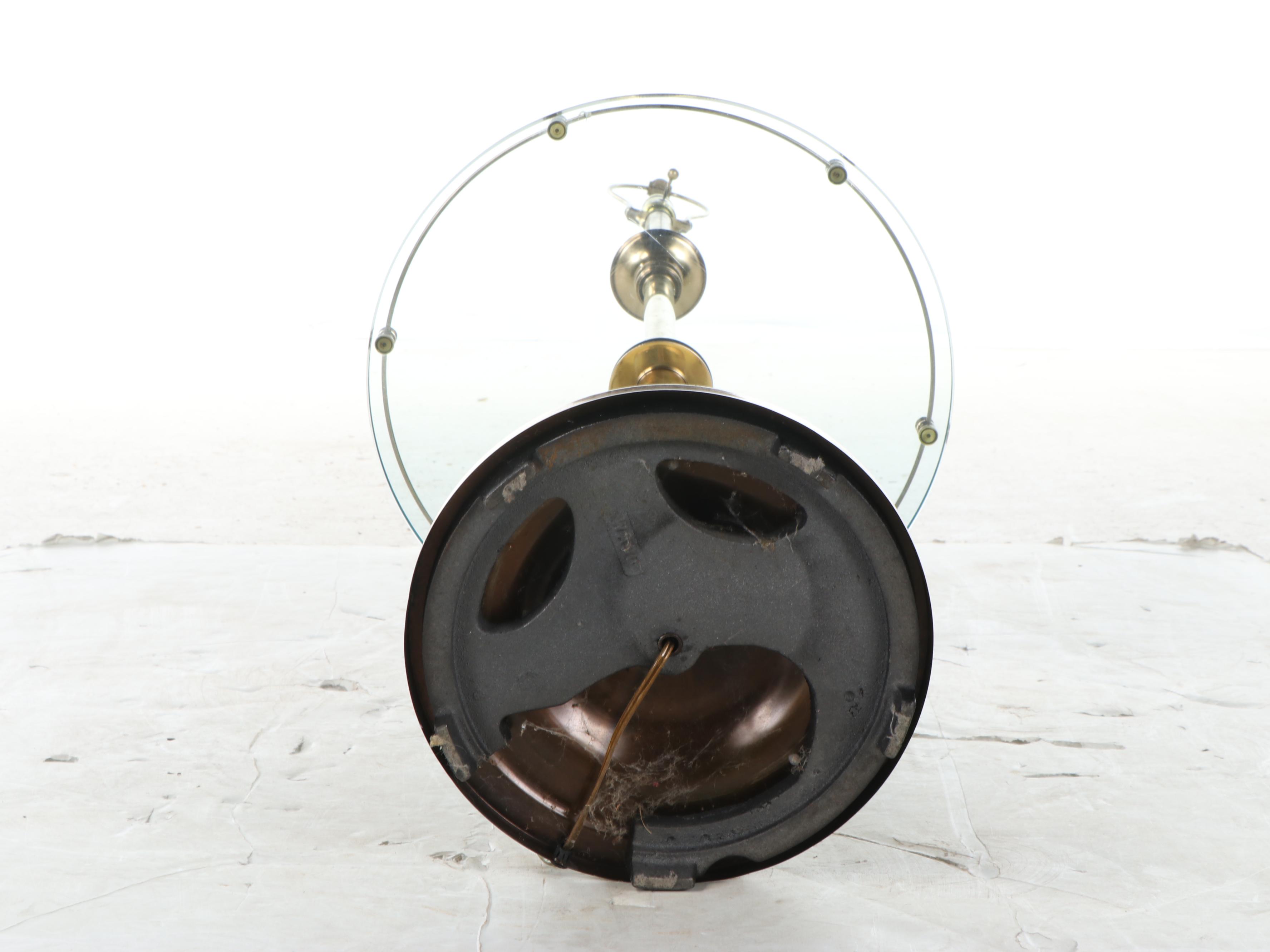 Rembrandt Brass Floor Lamp With  Galleried Glass Table