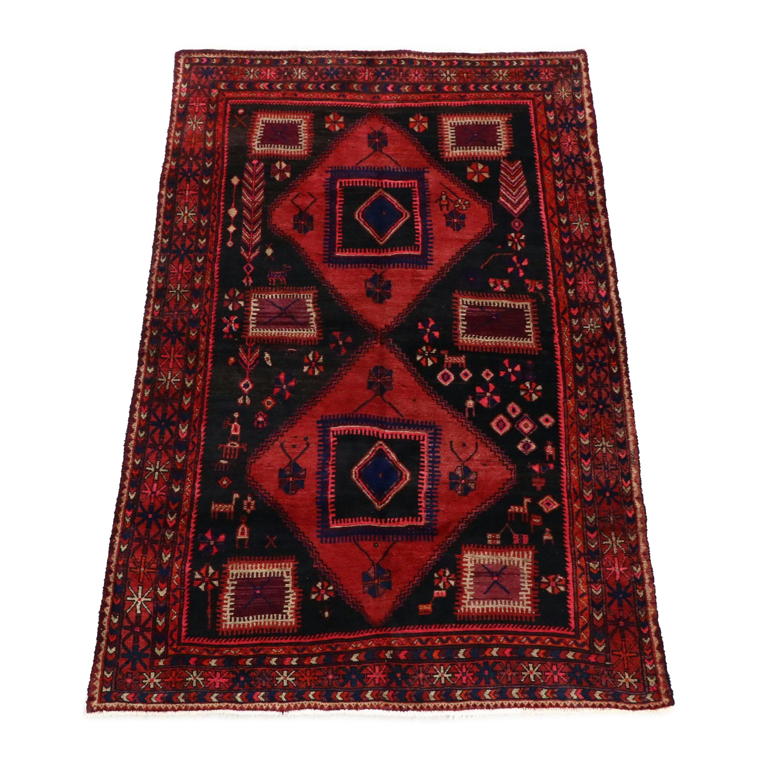 4'10 x 7'9 Hand-Knotted Persian Kurdish Area Rug