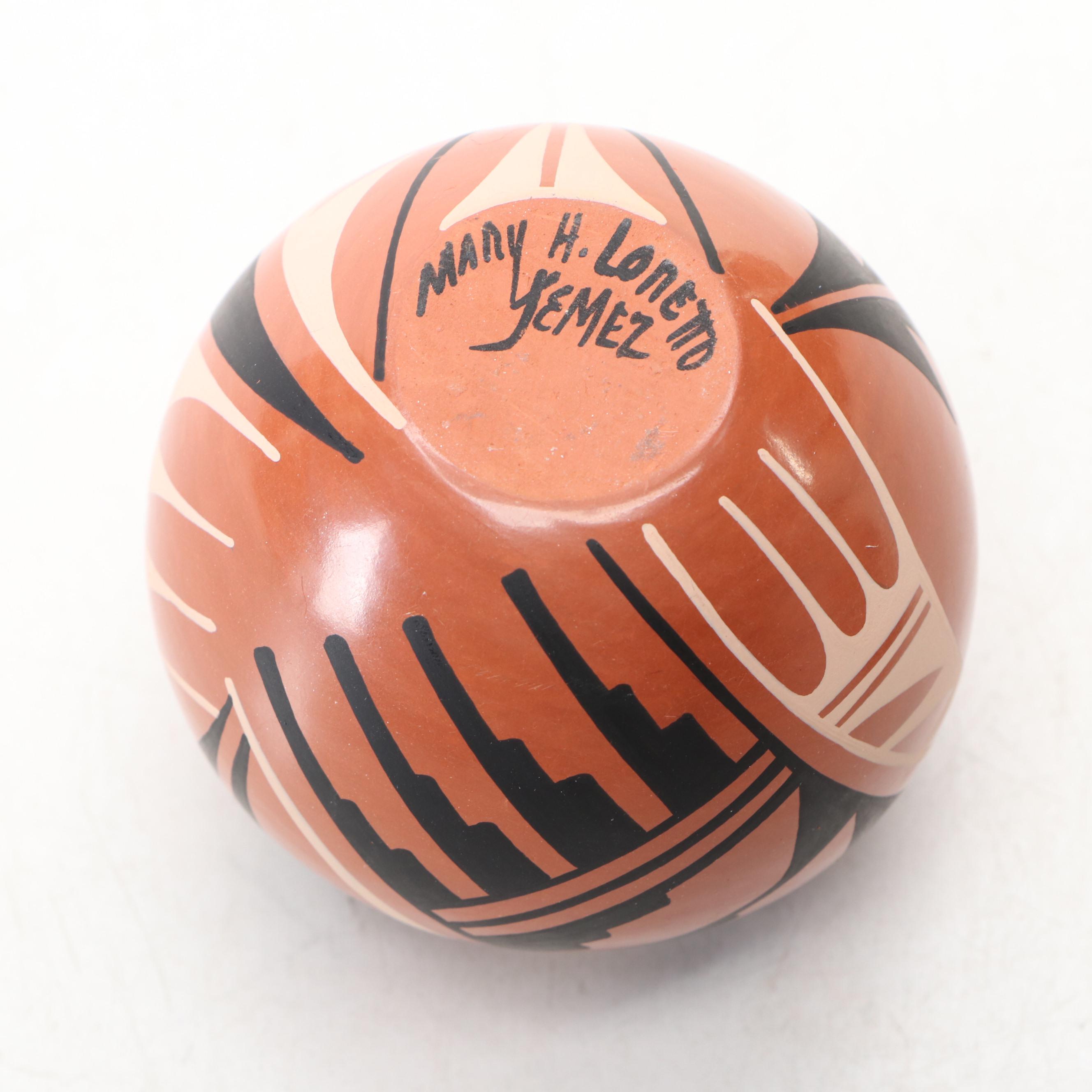 Mary H. Loretta and Natalie Sandia Jemez Pottery Polychrome Seed Pots