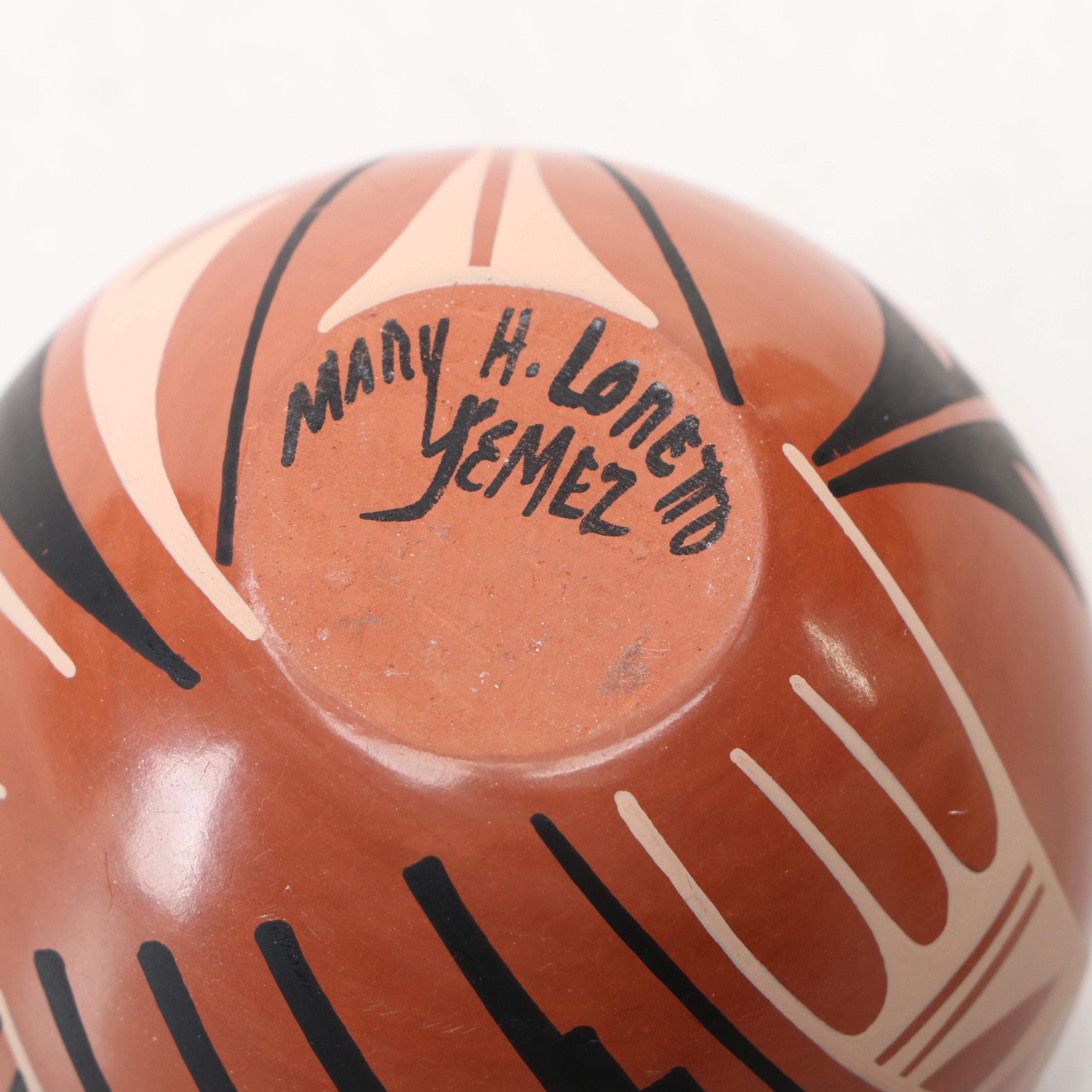 Mary H. Loretta and Natalie Sandia Jemez Pottery Polychrome Seed Pots