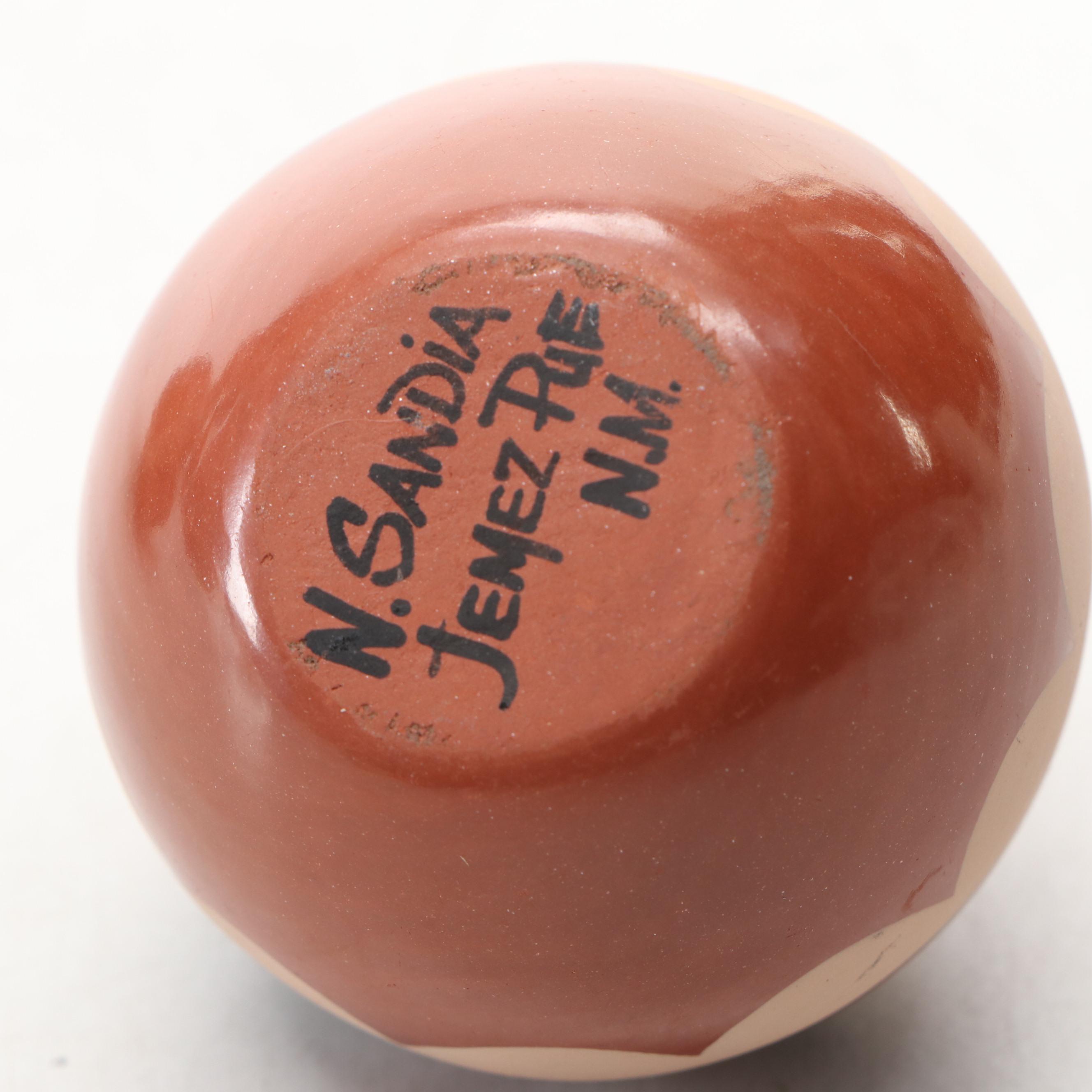 Mary H. Loretta and Natalie Sandia Jemez Pottery Polychrome Seed Pots