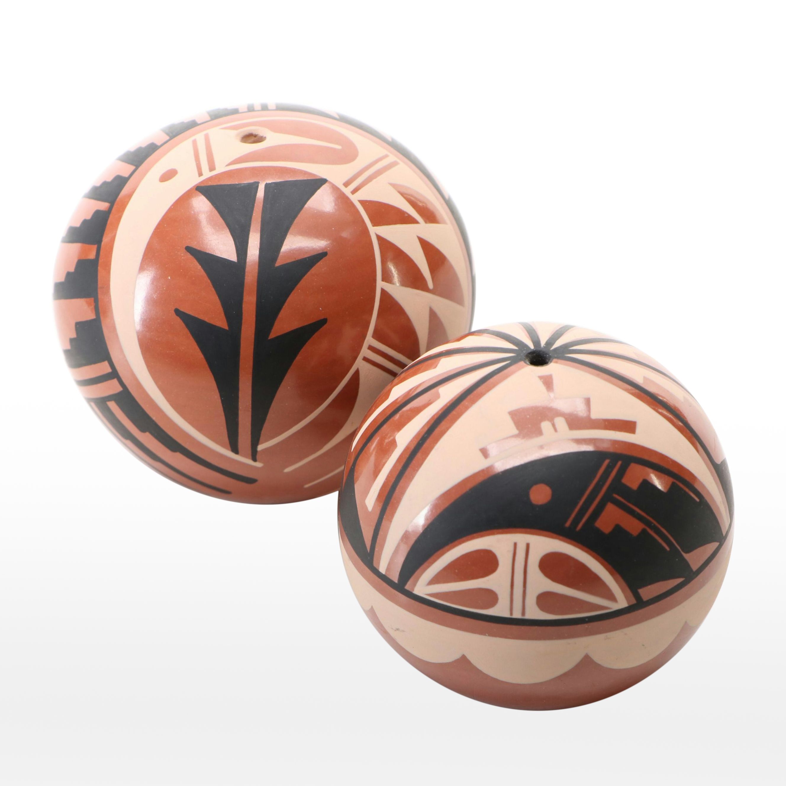 Mary H. Loretta and Natalie Sandia Jemez Pottery Polychrome Seed Pots