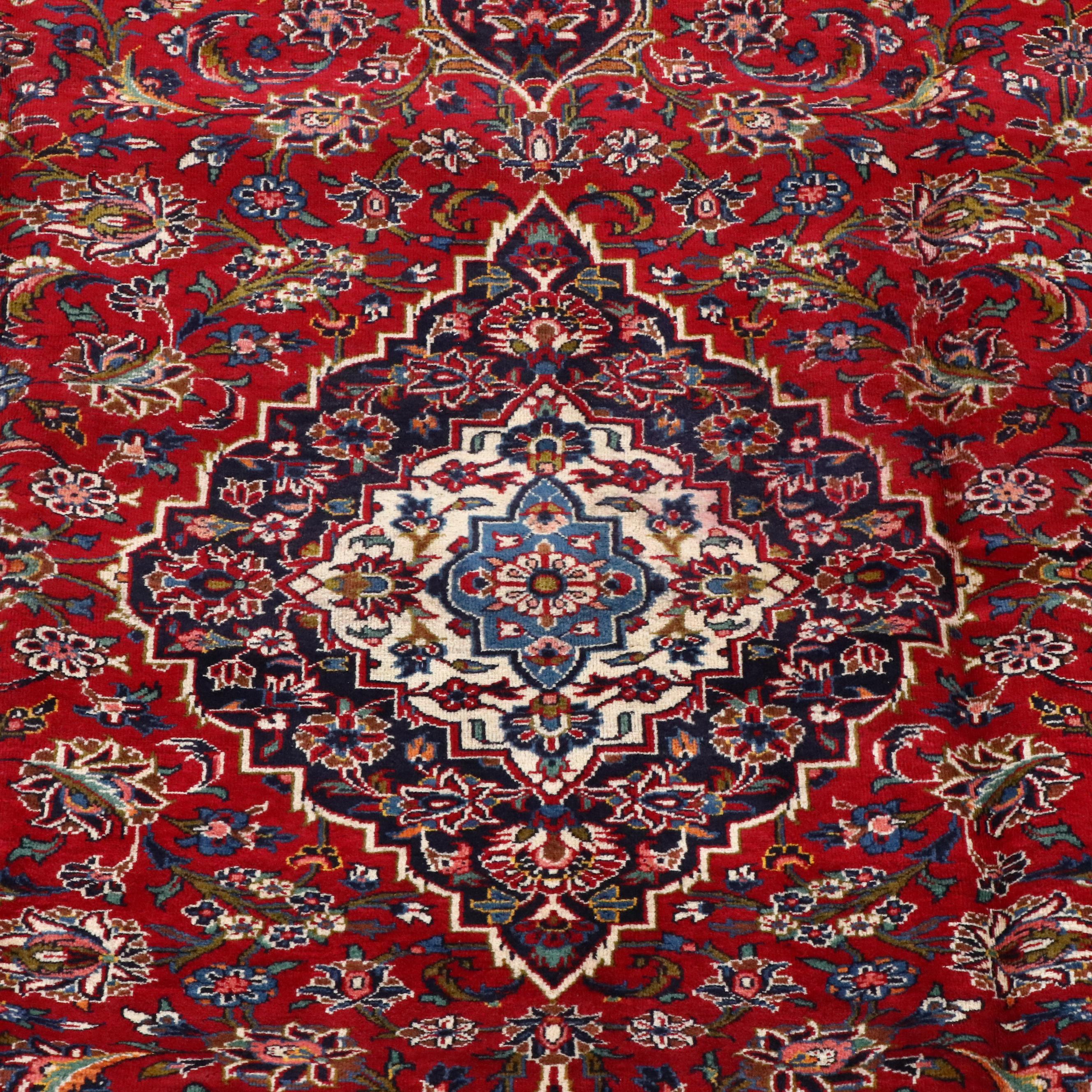 8'1 x 12'3 Hand-Knotted Persian Kashan Area Rug