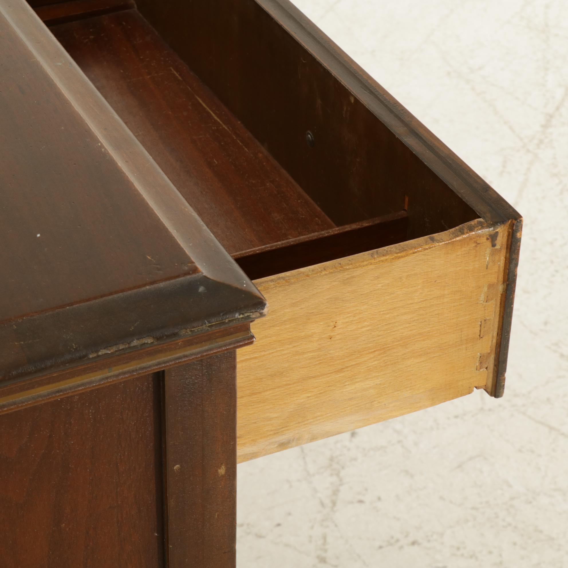 Mahogany Dresser and Mirror with Painted Medallion, Early 20th Century