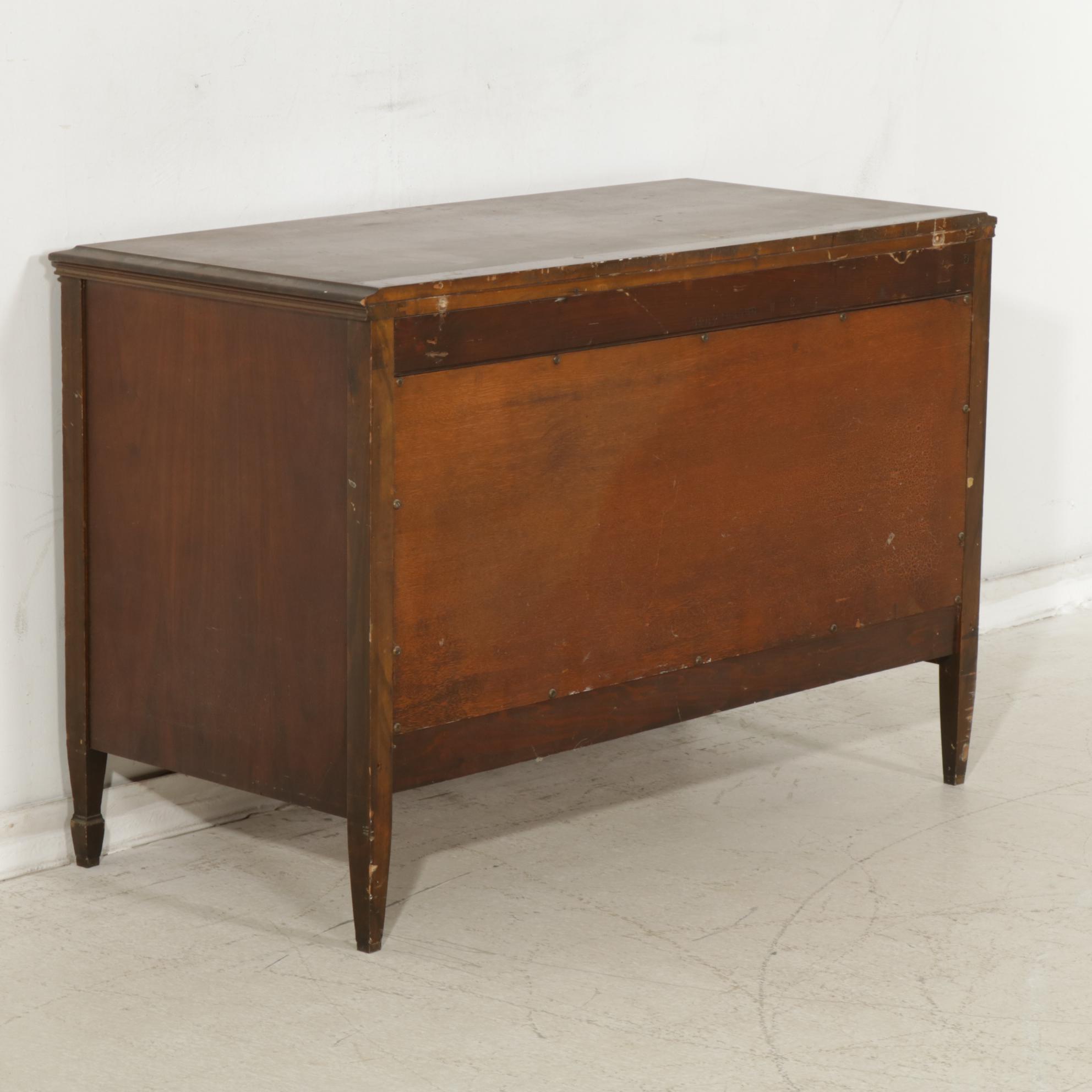 Mahogany Dresser and Mirror with Painted Medallion, Early 20th Century