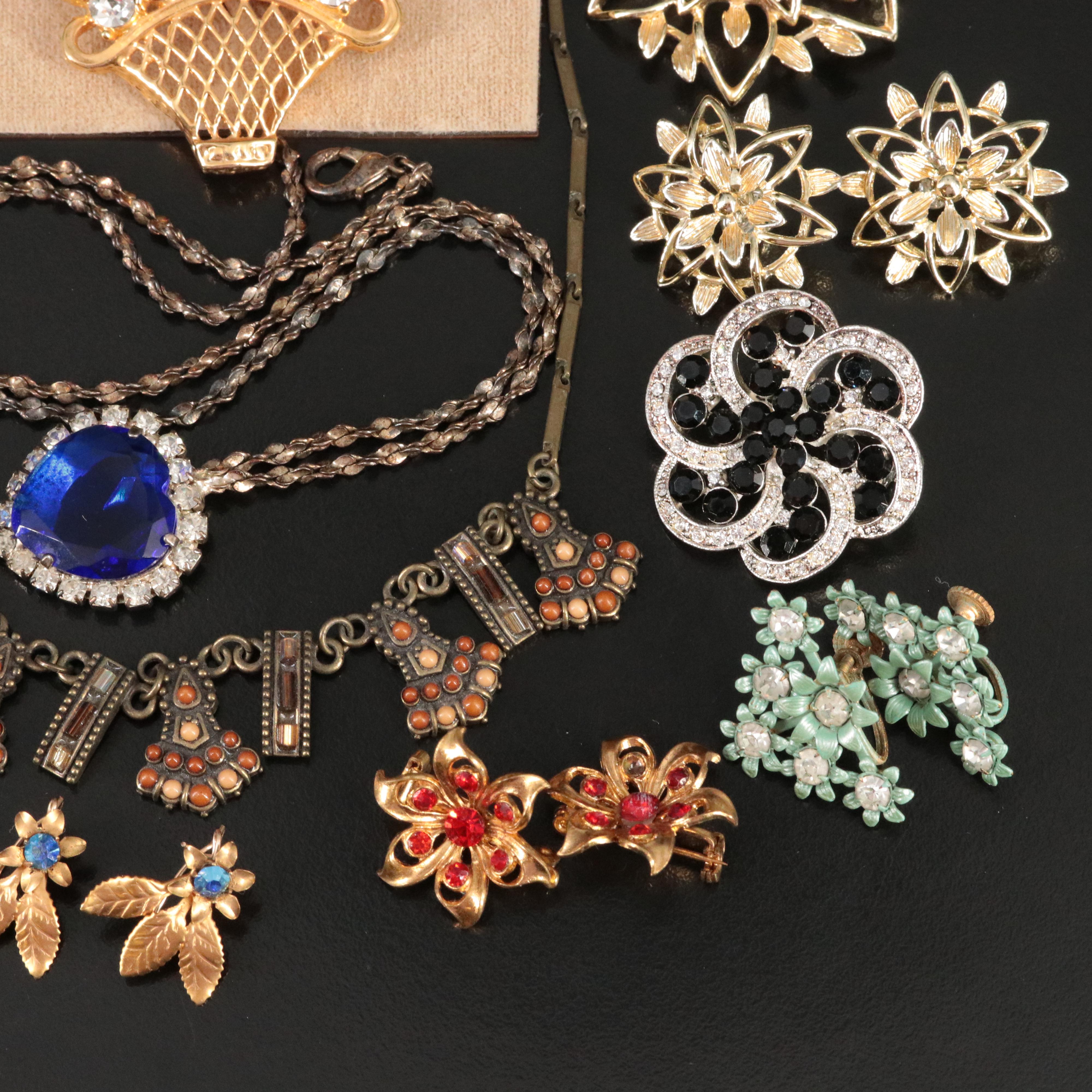 Vendome and Crystal Featured in Vintage Floral Themed Jewelry