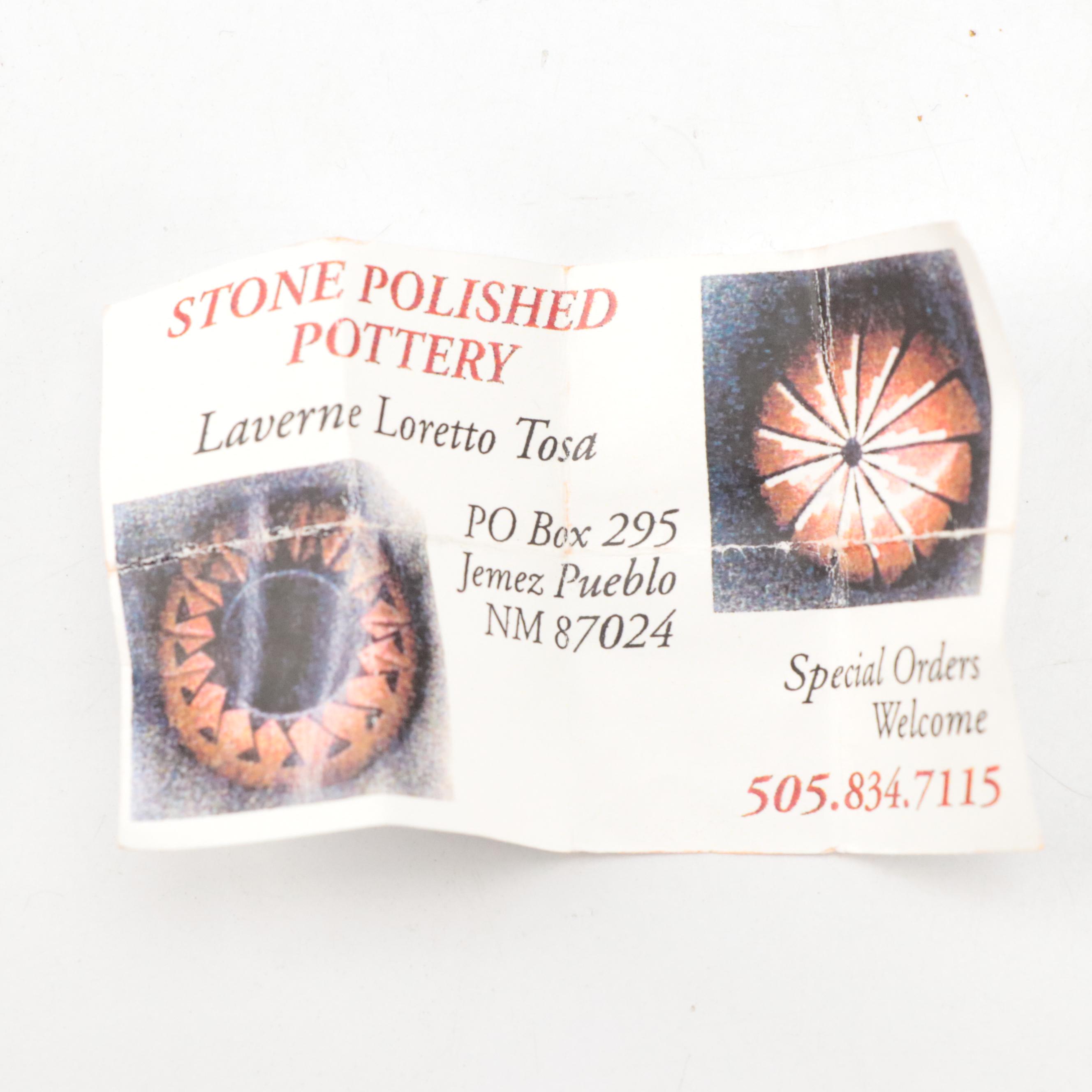 Laverne Loretto Tosa Jemez Pueblo Pottery Carved Pot