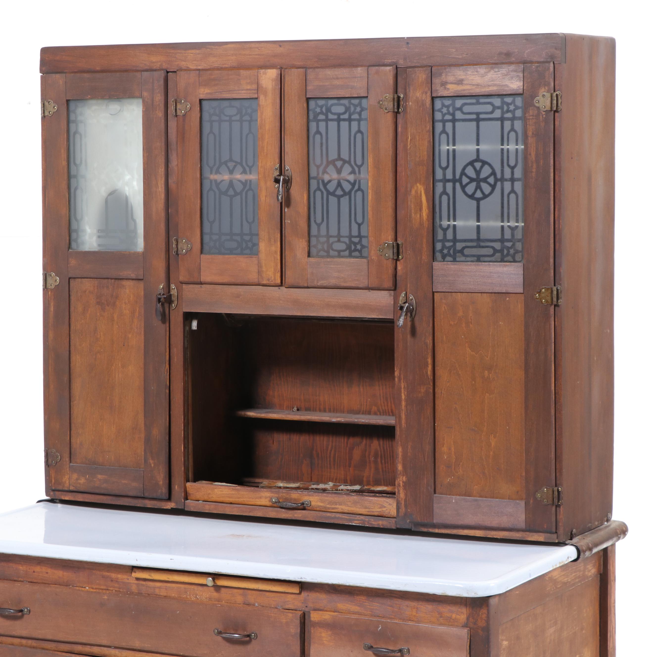 Art Deco Style Hoosier Cabinet with Accessories, Early to Mid-20th Century
