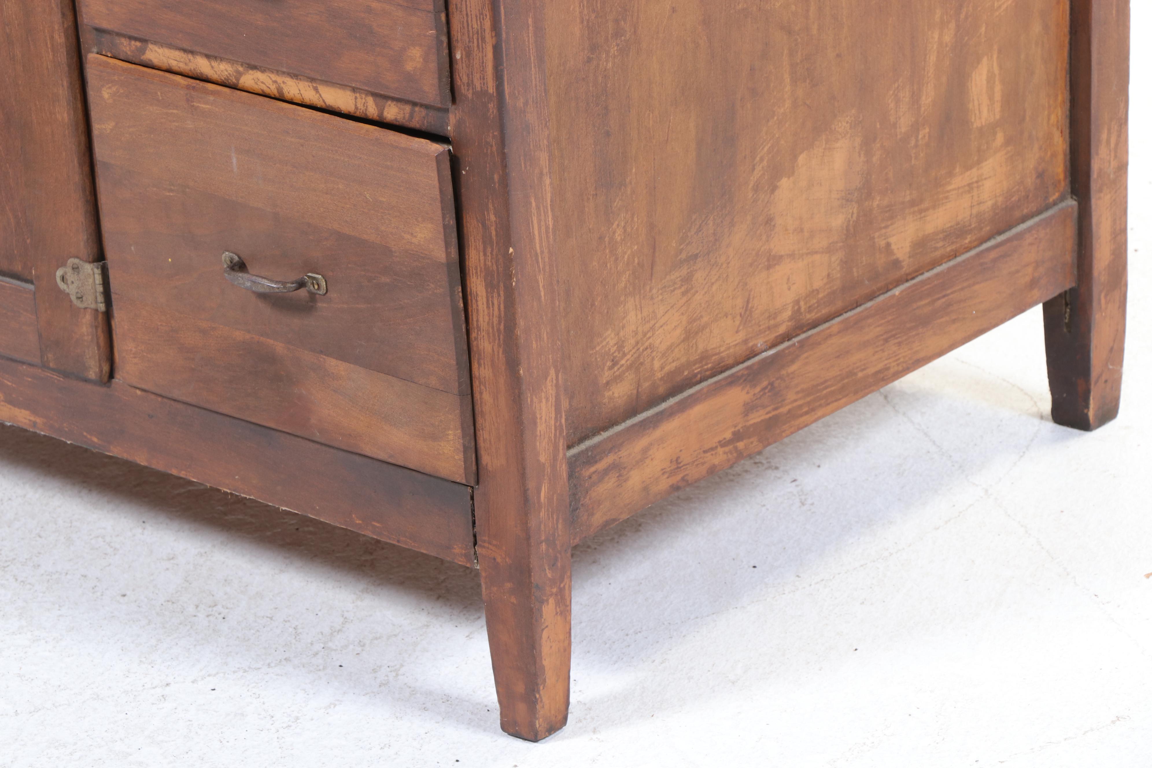 Art Deco Style Hoosier Cabinet with Accessories, Early to Mid-20th Century