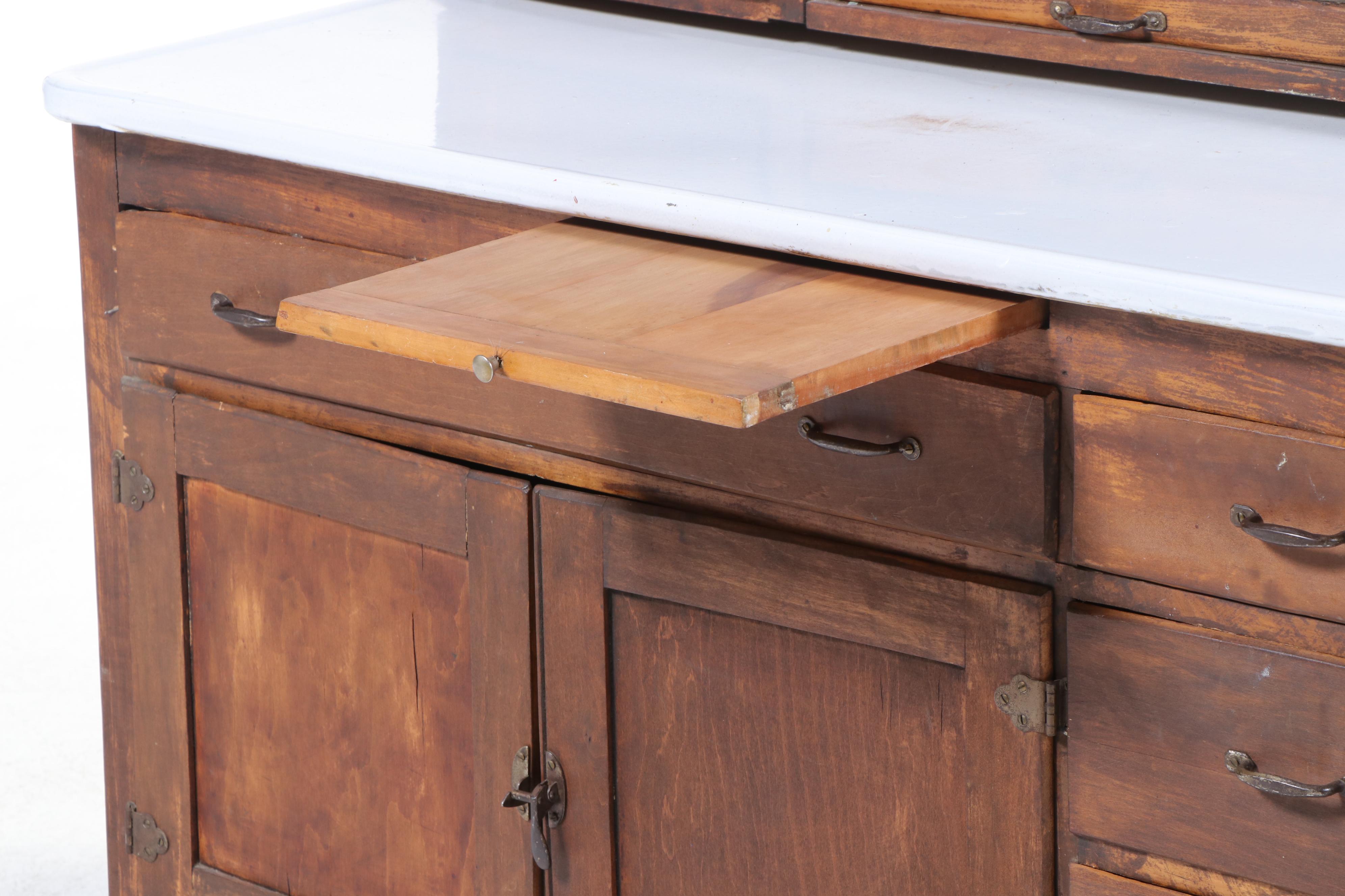 Art Deco Style Hoosier Cabinet with Accessories, Early to Mid-20th Century