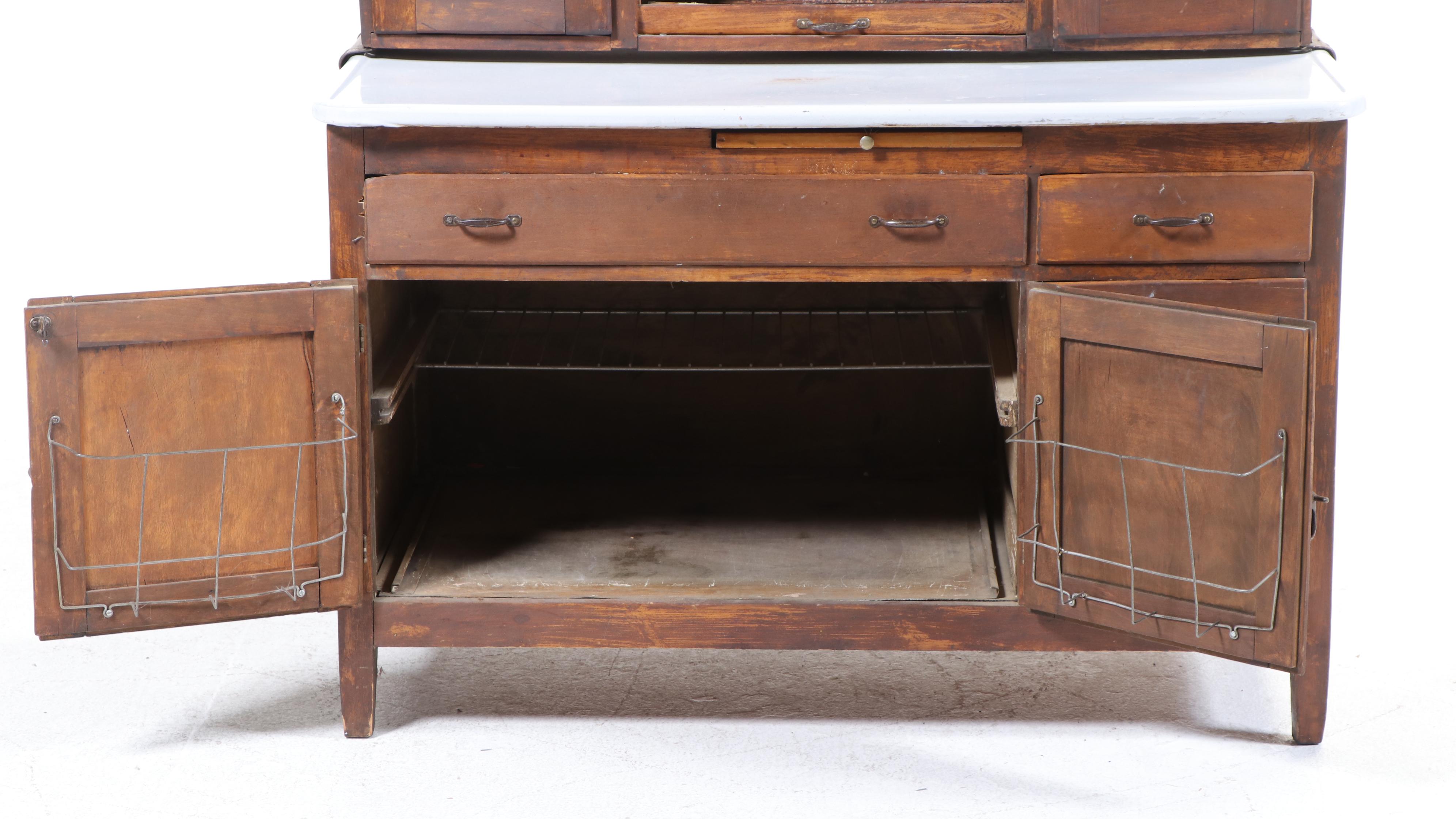 Art Deco Style Hoosier Cabinet with Accessories, Early to Mid-20th Century